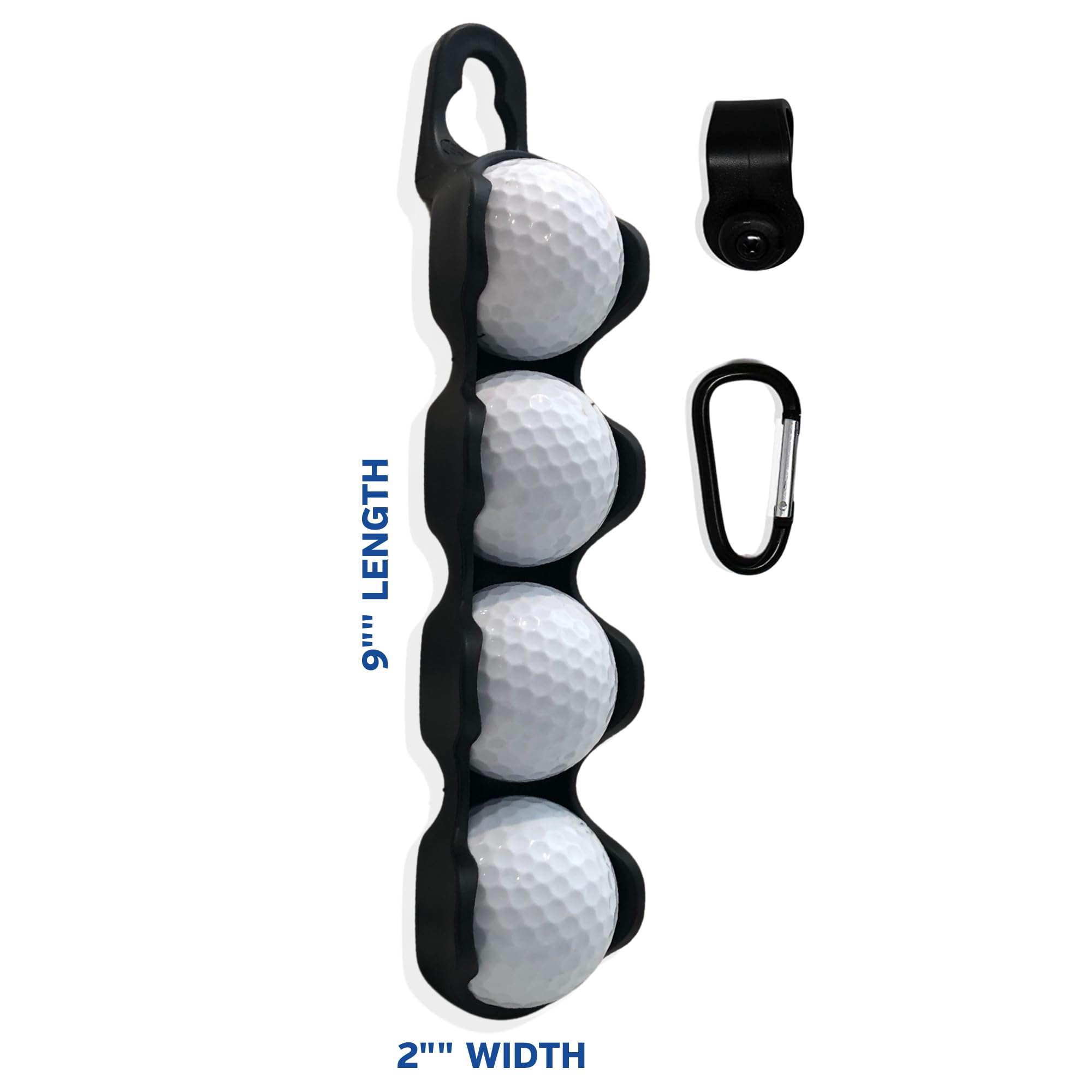Premium Golf Ball Holder - 4 Ball Capacity, Durable & Easy Clip-On Design for Golf Bags & Carts | Perfect Golf Accessories Gift for Men & Women | Ideal for Driving Range, Course Play & Tournament Practice