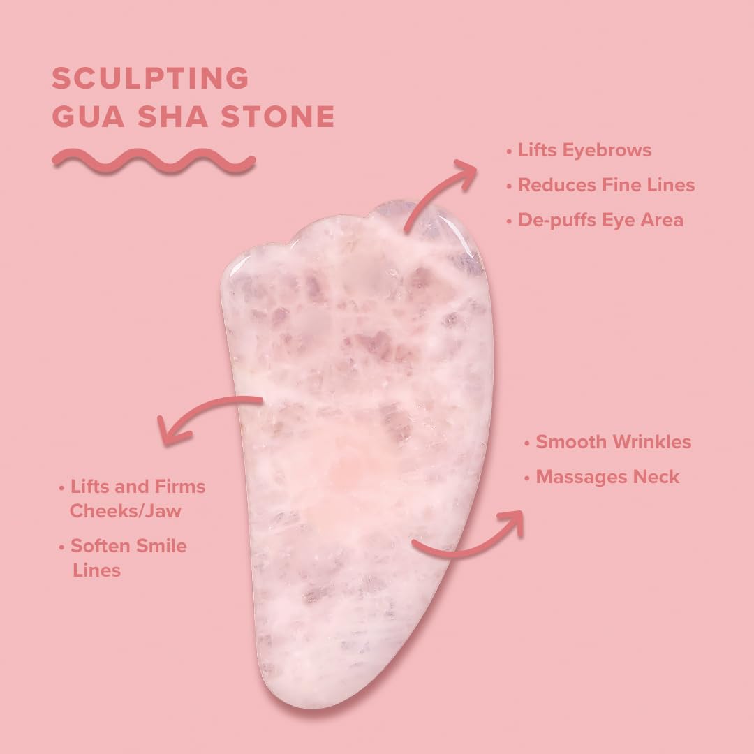 Rose Quartz Gua Sha Stone for Face & Body - Natural Facial Massage Tool for Glowing Skin, Relaxation & Lymphatic Drainage - Perfect for Skincare Routine & Self-Care Rituals