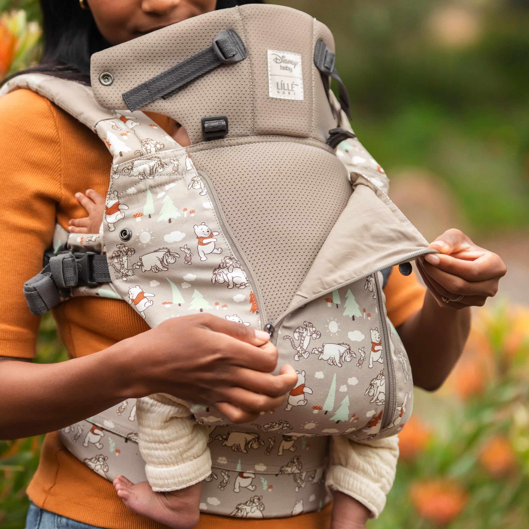 LÍLLÉbaby Complete All Seasons Ergonomic 6-in-1 Baby Carrier for Newborn to Toddler (7-45 lbs) - 360° Adjustable with Lumbar Support - Disney Pooh's Perfect Day Design - Perfect for Shopping, Hiking & Daily Errands