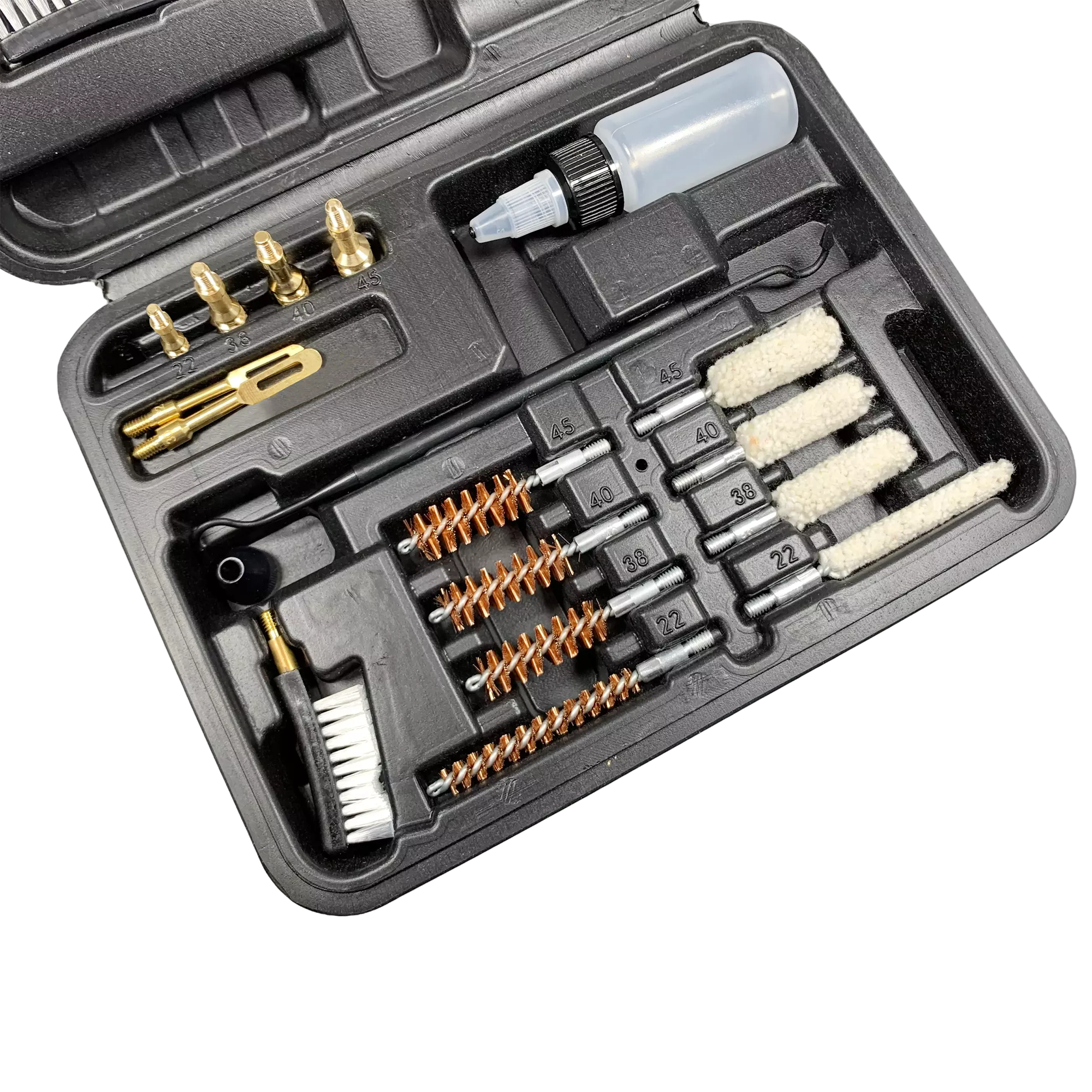 Premium Gun Cleaning Kit for .22, .38, .40, .45 & .30 Caliber - Bronze Brush, Mop Brush, Brass Jags & Rods for Rifle & Pistol Maintenance - Includes Durable Travel Case - Perfect for Hunting, Range Practice & Firearm Care