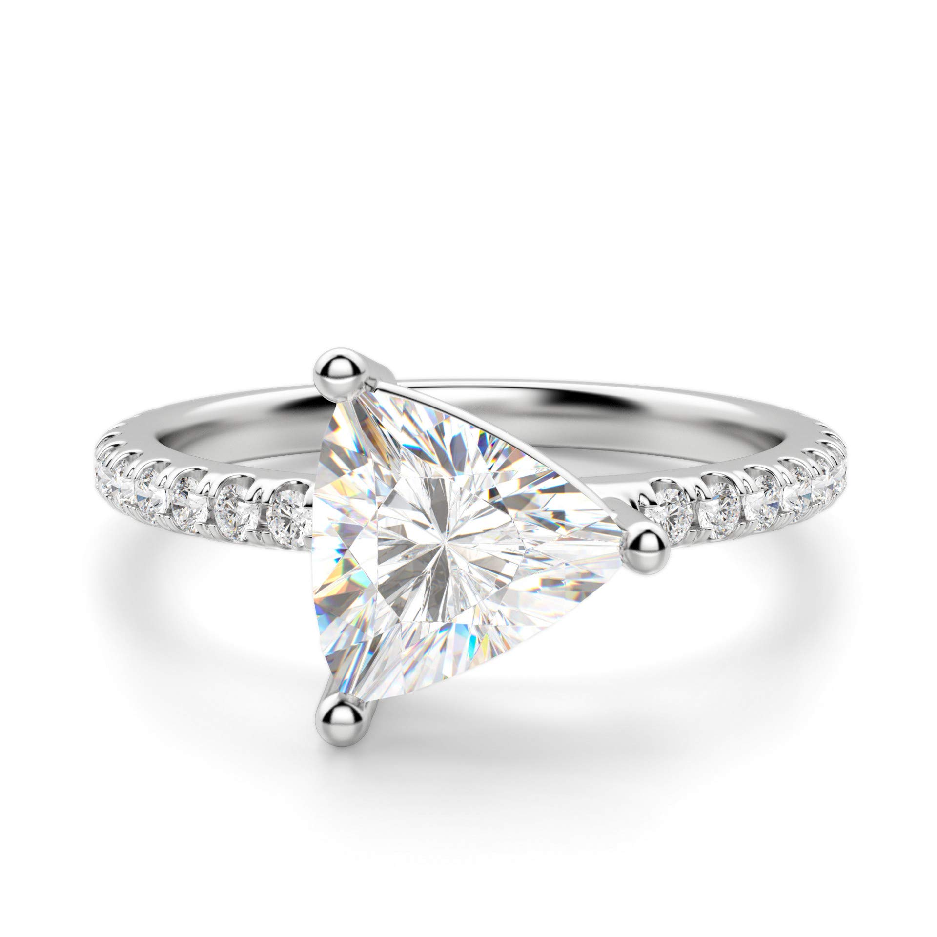 4.00CT Trillion Cut Colorless Moissanite Engagement Ring - 925 Sterling Silver Wedding Promise Ring - East West Accented Basket Setting - Perfect Gift for Anniversaries, Proposals & Special Occasions