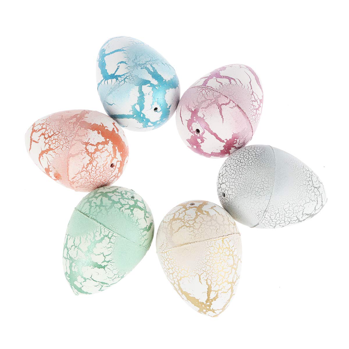 6PCS Hatching Dinosaur Eggs Toy Set - STEM Educational Dinosaur Toys for Kids - Crack Open Surprise Dinosaur Figures (Random Colors) - Perfect for Birthday Parties, Easter Egg Hunts & Science Learning Activities