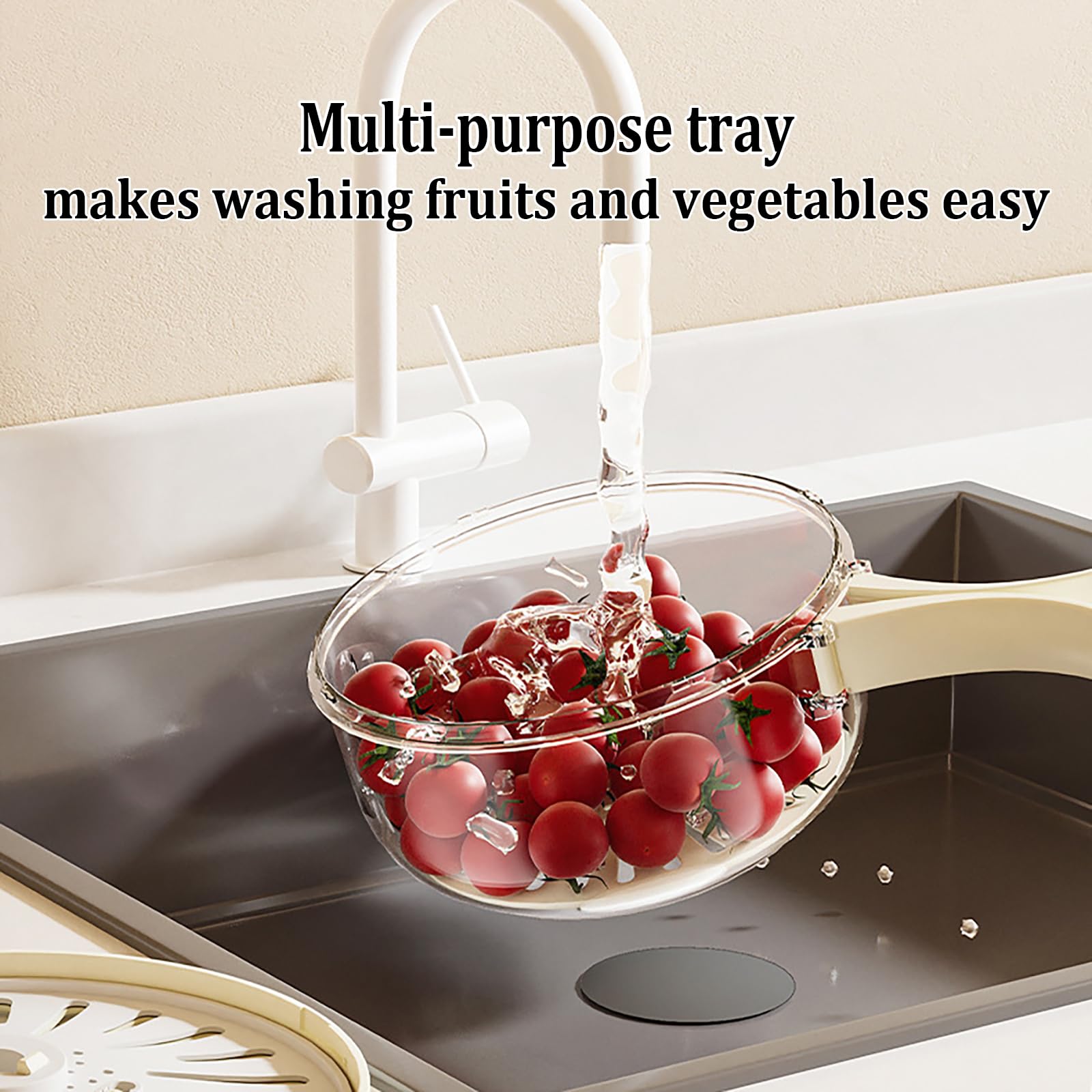 Stainless Steel Fruit and Vegetable Drain Basket with Lid - Dual Layer Kitchen Colander for Washing, Draining, and Storing Produce - Foldable Handle for Easy Storage - Perfect for Salad Prep, Pasta Draining, and Fresh Produce Storage