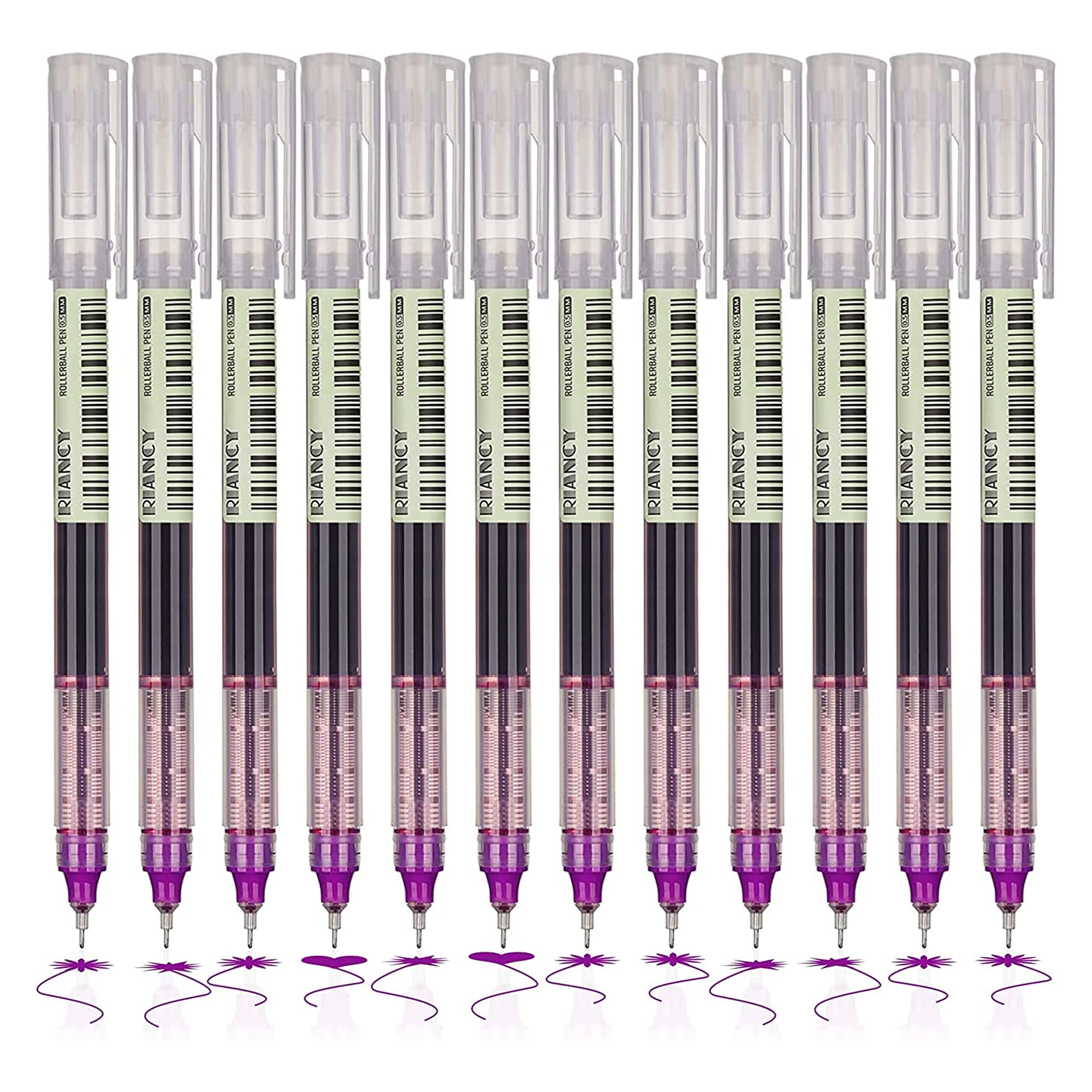 12pcs 0.5mm Purple Gel Pens - Quick-Dry Fine Point Rollerball for Writing, Journaling & School Supplies