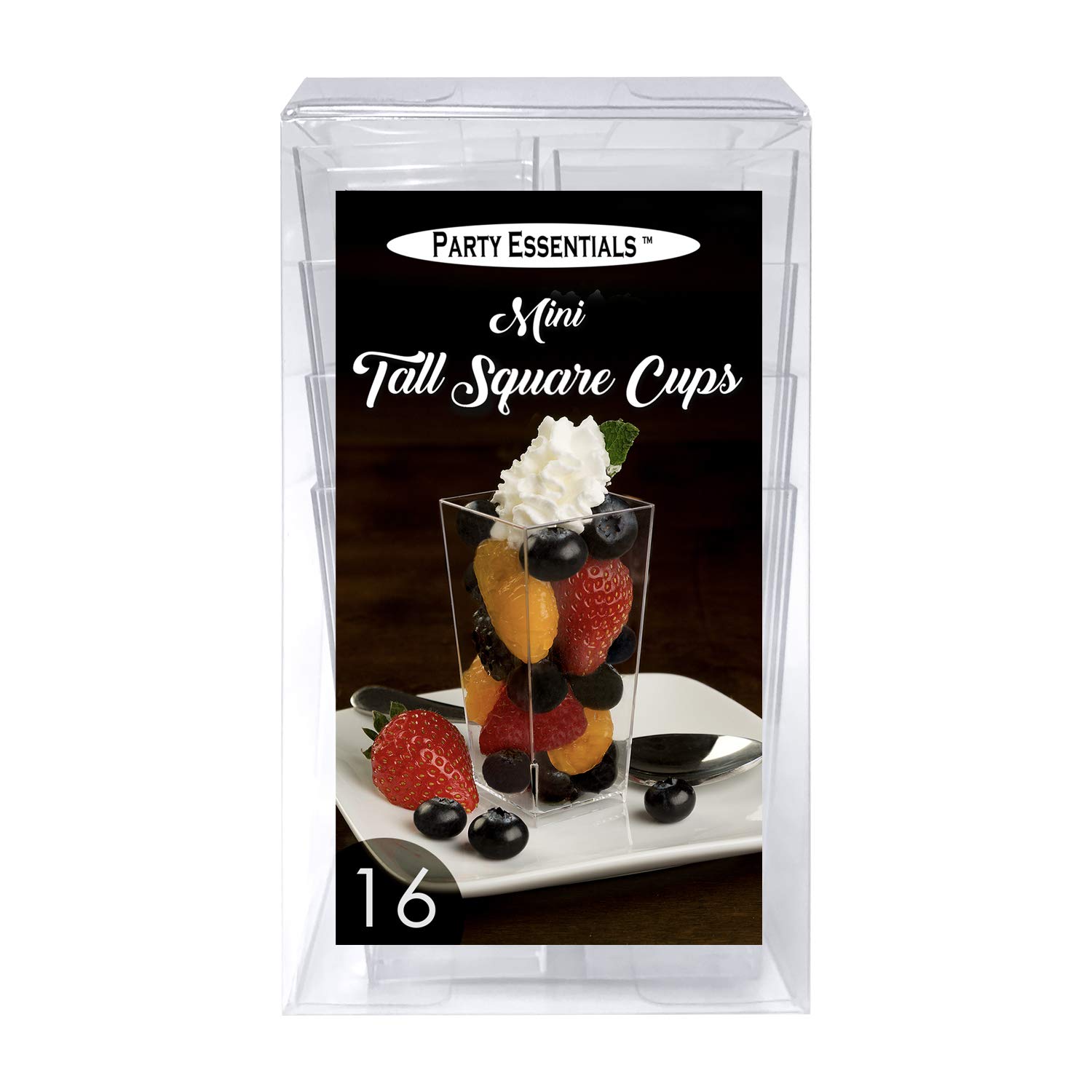 384-Pack Mini Hard Plastic Tall Square Clear Party Cups - Durable Disposable Drinking Glasses for Weddings, Birthdays & Events