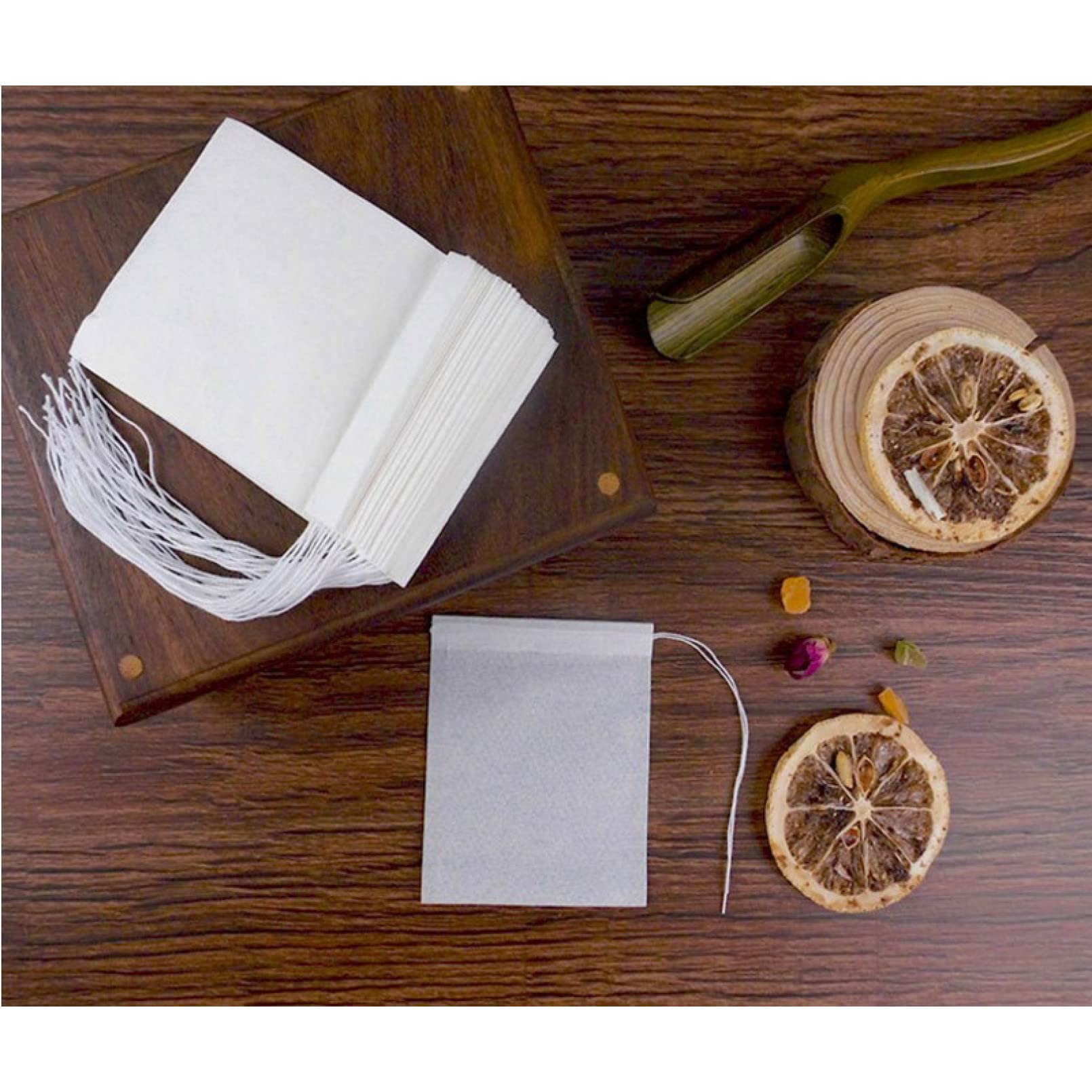 100Pcs Disposable Empty Tea Bags with String & Heat Seal - Fine Mesh Filter Paper for Loose Leaf Tea, Herbs & Spices - Perfect for Home Brewing, Iced Tea & DIY Tea Blends