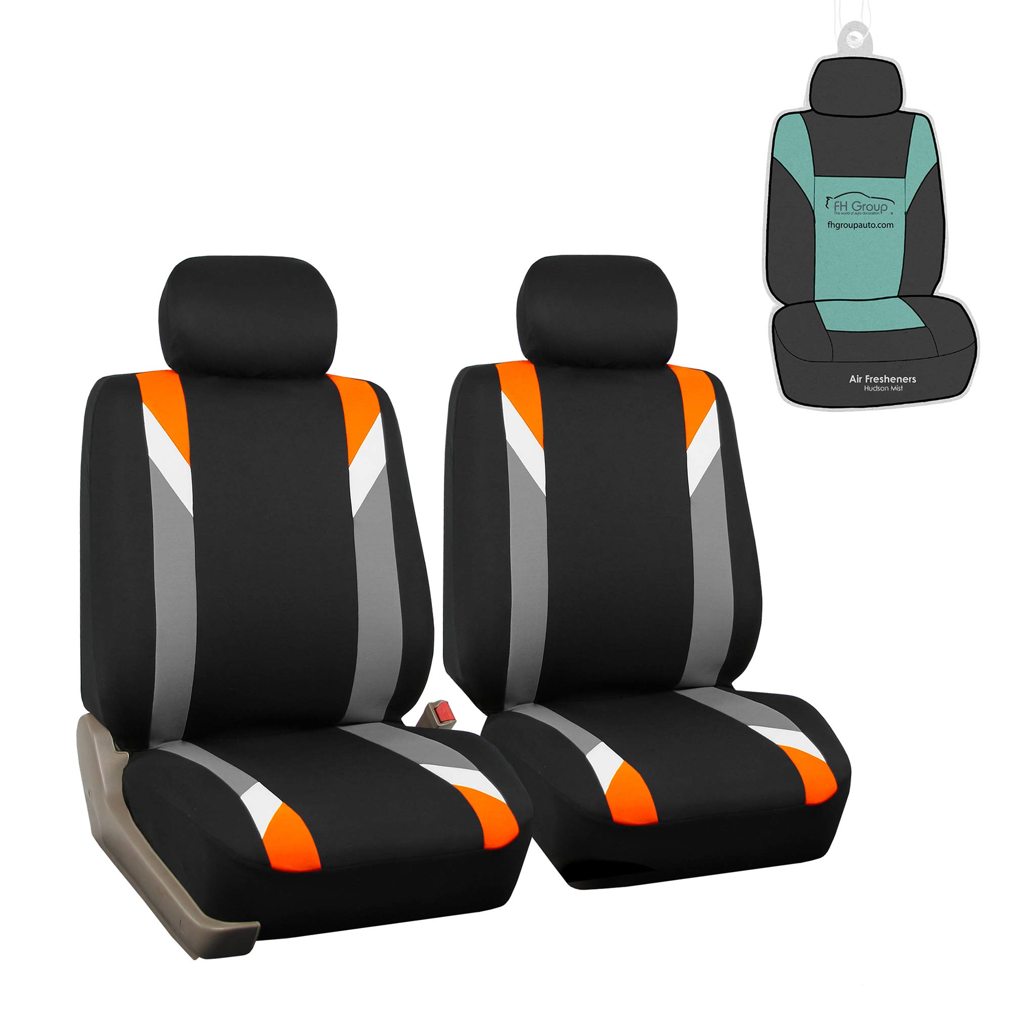 Premium Universal Airbag-Compatible Car Seat Covers - Modern Orange Front Seat Protectors for Cars, Trucks & SUVs | Durable Interior Accessories for Daily Commute & Road Trips