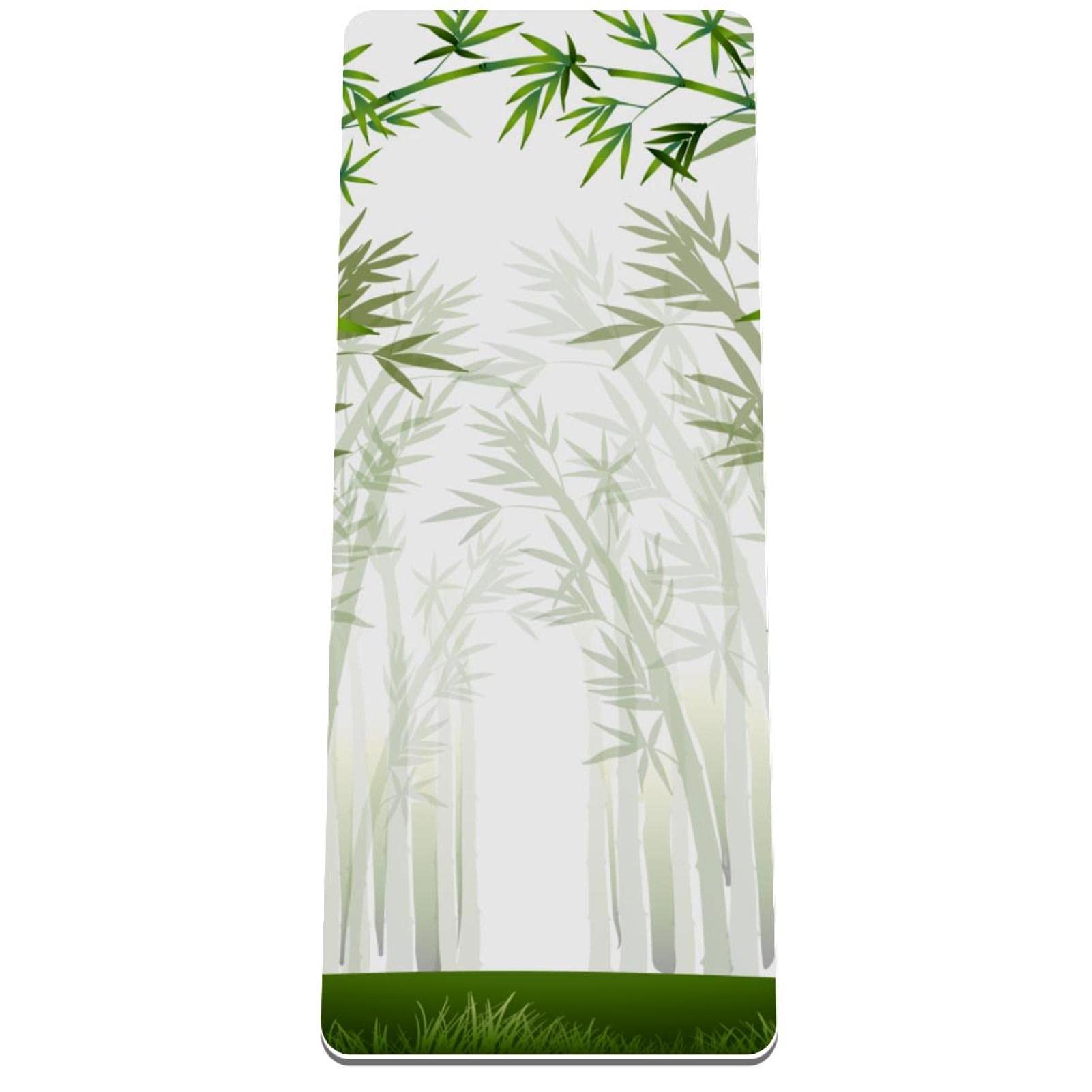 Eco-Friendly Green Bamboo Forest Yoga Mat 80x183cm - Non-Slip Fitness & Exercise Mat for Indoor/Outdoor Yoga, Pilates, and Workouts