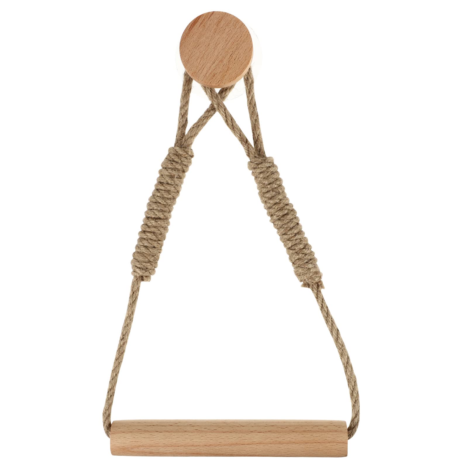 DOITOOL Wooden Wall-Mounted Toilet Paper Holder with Hemp Rope - Bathroom Tissue Roll Rack & Towel Hanger for Home, Toilet, Living Room - Perfect for Small Spaces & Rustic Decor