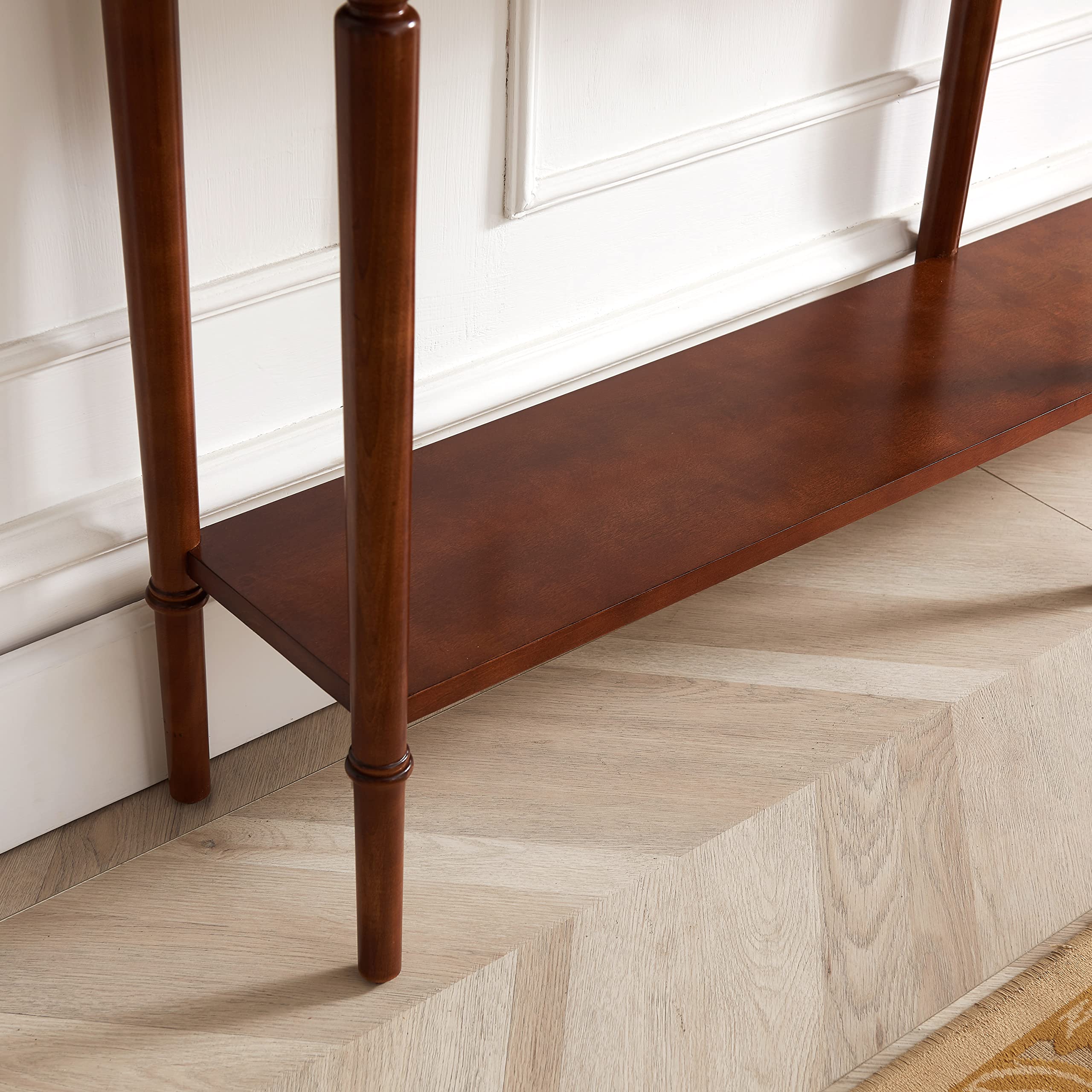 Leick Home Coastal Solid Wood Console Table with Shelf and Drawers - Rich Pecan Brown Entryway Table - Perfect for Hallways, Living Rooms & Home Decor (20028-PC) - Ideal for Farmhouse, Coastal & Modern Interior Design Styles