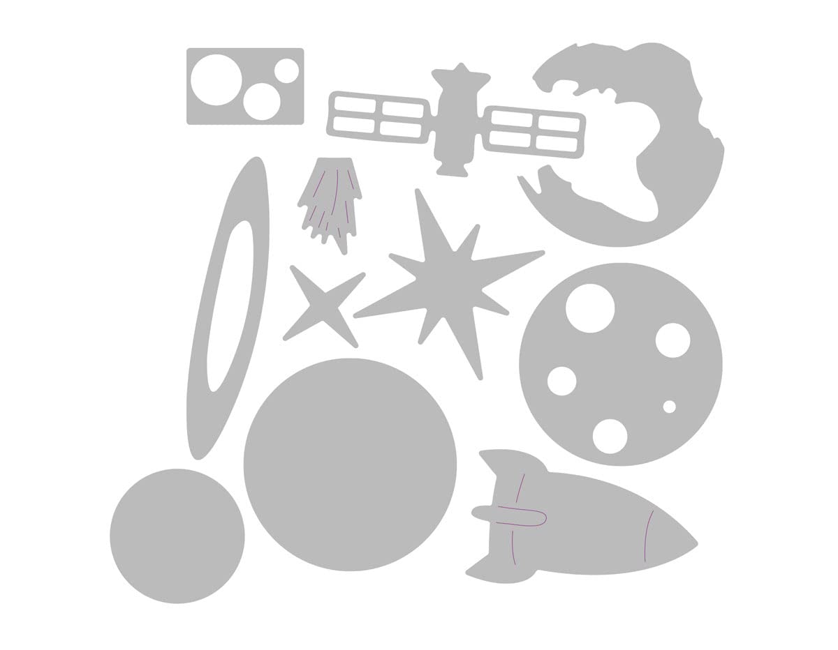 Sizzix Space Dies - One Size, Multicolor Crafting Die Cuts for Scrapbooking, Card Making & DIY Projects