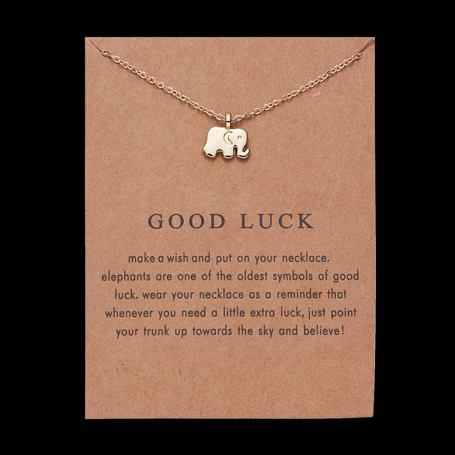Lucky Elephant Necklace for Women - Birthday & Christmas Gift for Daughter, Sister, Friend - with Message Card for Special Occasions