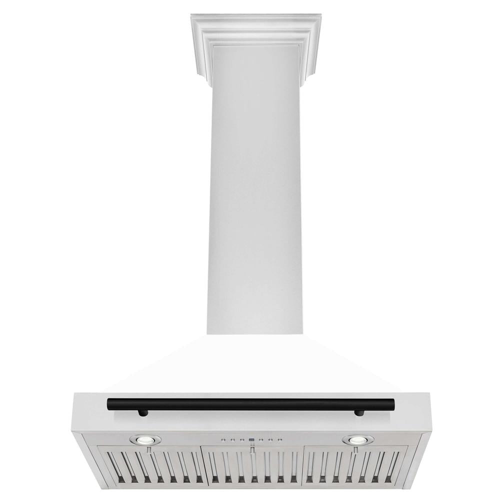 ZLINE KB4STZ WM30 30-Inch Convertible Stainless Steel Range Hood - White Matte Shell with Modern Accents | Powerful Kitchen Ventilation for Gas Stoves & Cooking Areas | Perfect for Home Chefs & Modern Kitchens