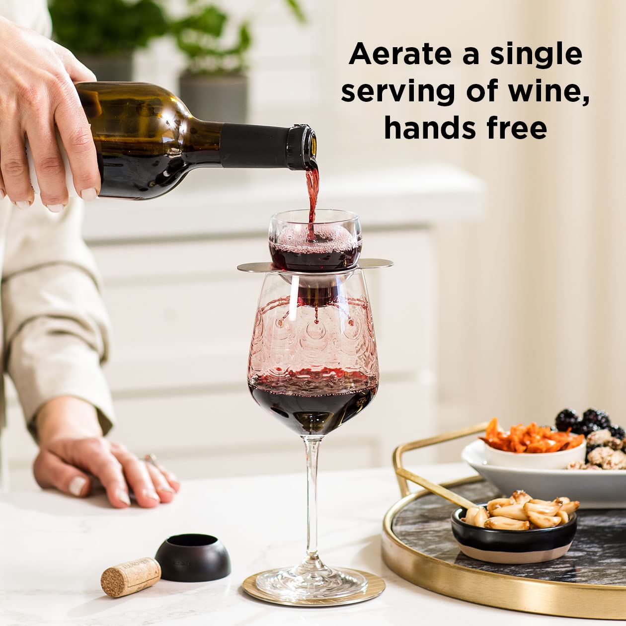 Premium Rabbit Wine Aerator with Sediment Strainer & Stand | Hands-Free Wine Decanter for Red Wine Lovers | 3.35 x 3.35 x 5.6 Inches | Perfect for Dinner Parties, Wine Tasting & Gifts