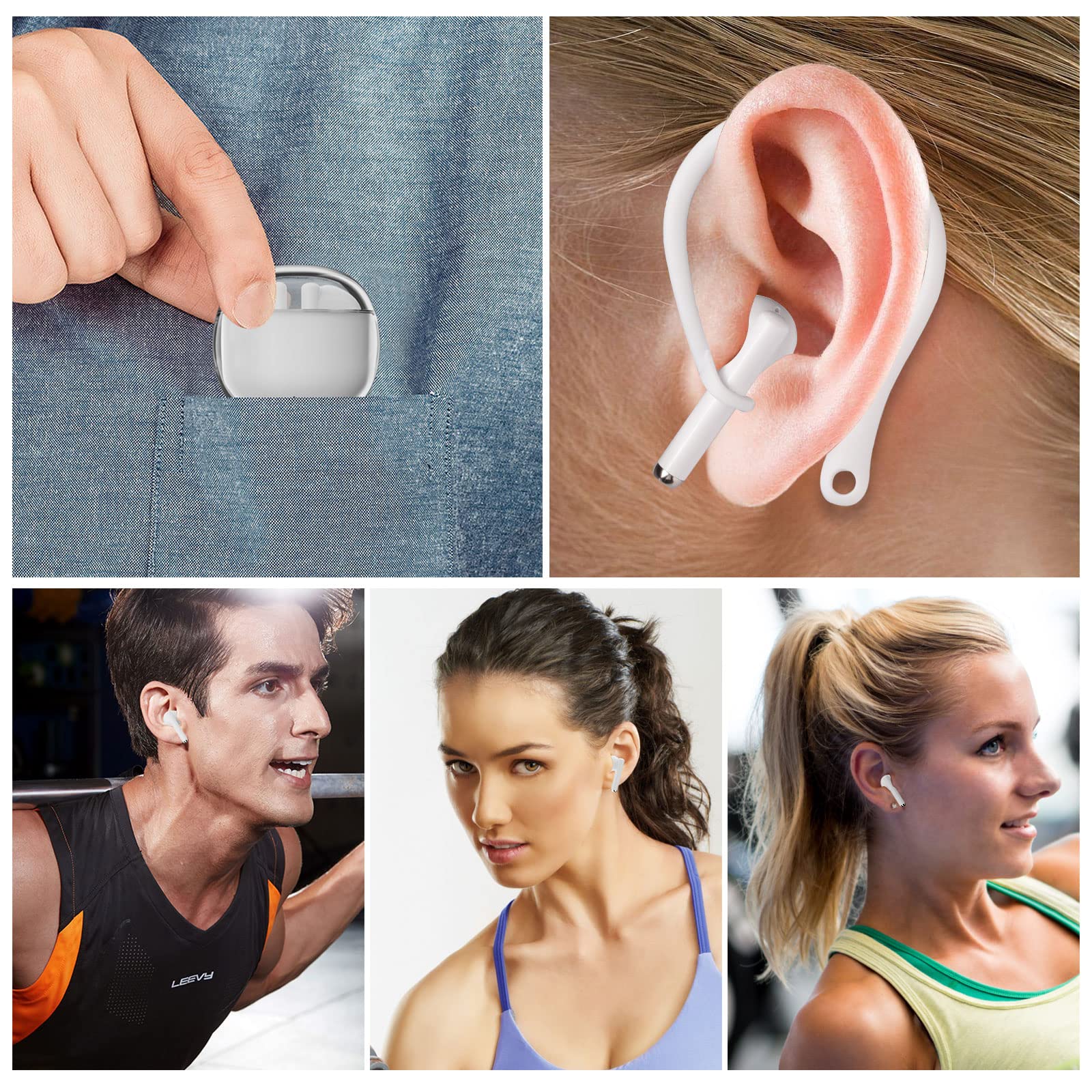 ACAGET Wireless Bluetooth Earbuds with Earhooks - Touch Control Sports Earphones with Built-in Mic for Samsung Galaxy S24/S23/S22 & iPhone 16/15/14/13 Series - Perfect for Running, Gym Workouts and Outdoor Activities