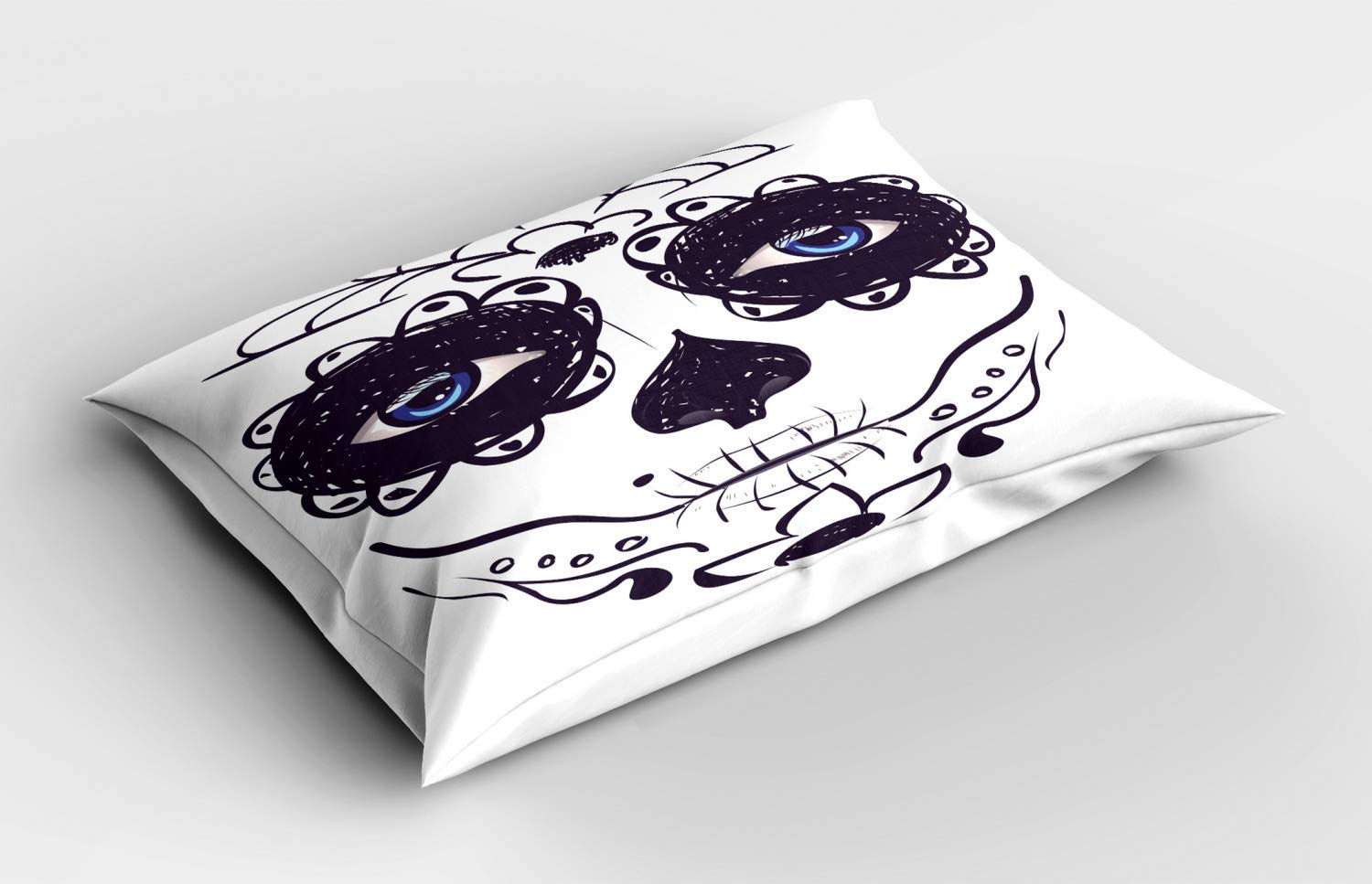 Ambesonne Day of The Dead Pillow Sham - Sugar Skull Girl Face Makeup Print Decorative Standard Size Pillowcase (26