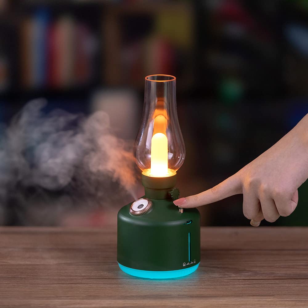 Retro Humidifier Lamp - 1200mAh Rechargeable Wireless Aroma Diffuser with Essential Oils & 7-Color LED Lights, Cool Mist for Home, Office, Bedroom, Nursery, and Car - Quiet Air Humidifier for Better Sleep and Relaxation