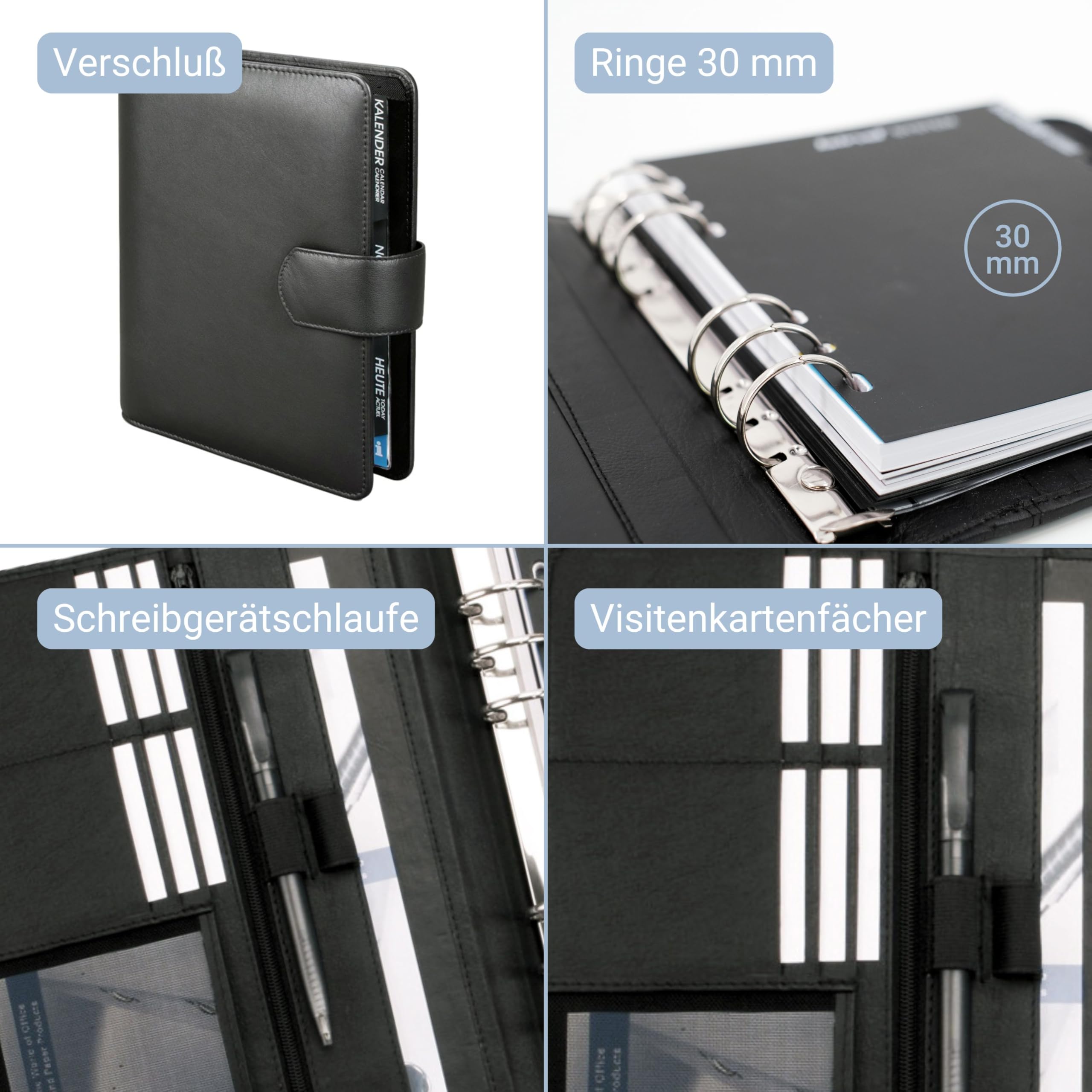 Bind – T 5-1 A5 Nappa Leather Personal Organiser with Magnetic Closure – Black – Perfect for Office & Daily Planning