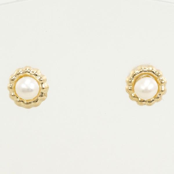 18K Yellow Gold Pearl Earrings for Women - Classic Elegant Stud Earrings for Wedding, Party & Everyday Wear