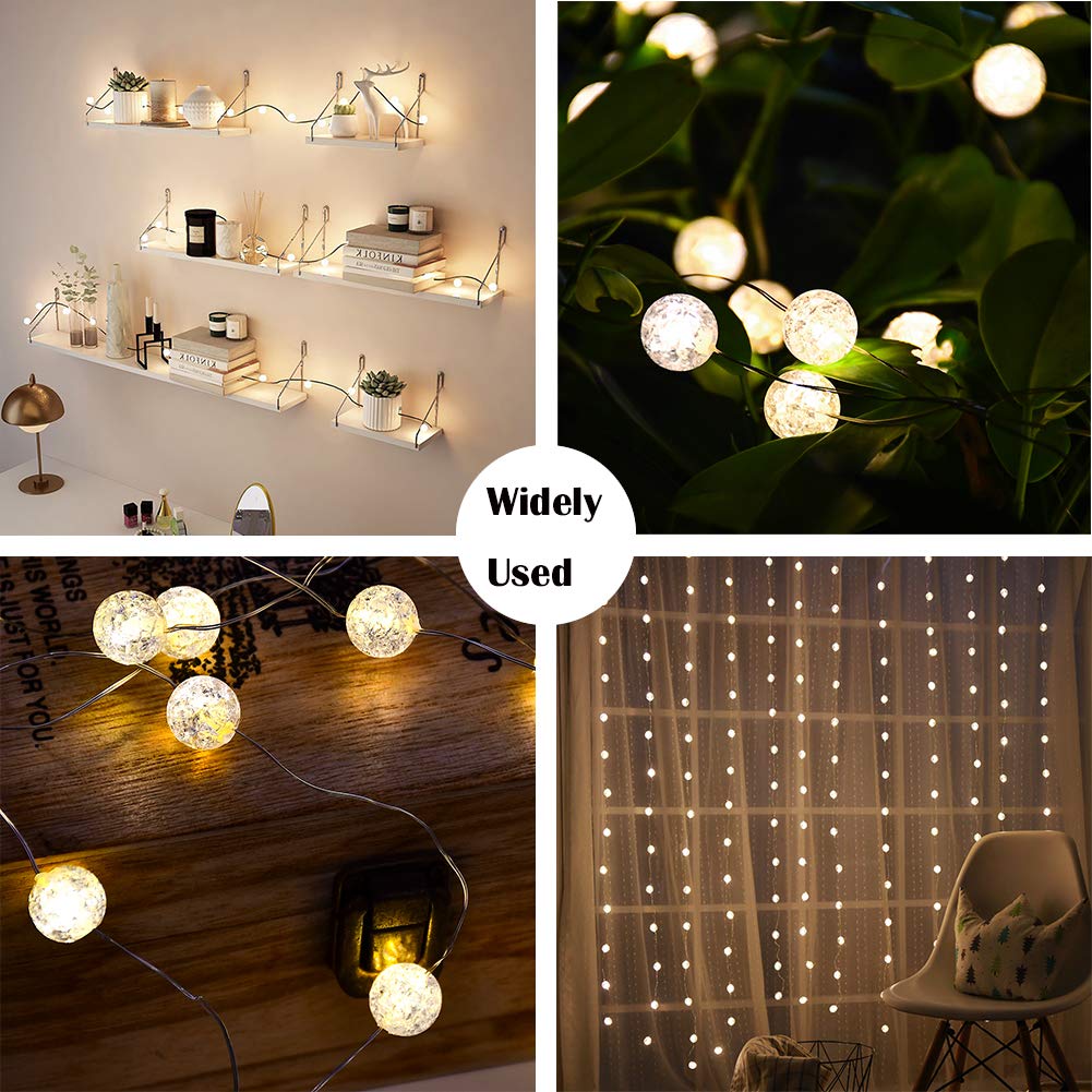 Globe String Lights - 10ft 30 LED Crystal Ball Fairy Lights with Remote Control, 8 Lighting Modes, Warm White Battery Operated Waterproof for Indoor Outdoor Bedroom Garden Party Wedding Decor - Perfect for Creating Romantic Atmosphere in Backyard, Patio, Christmas, Anniversary and Special Events