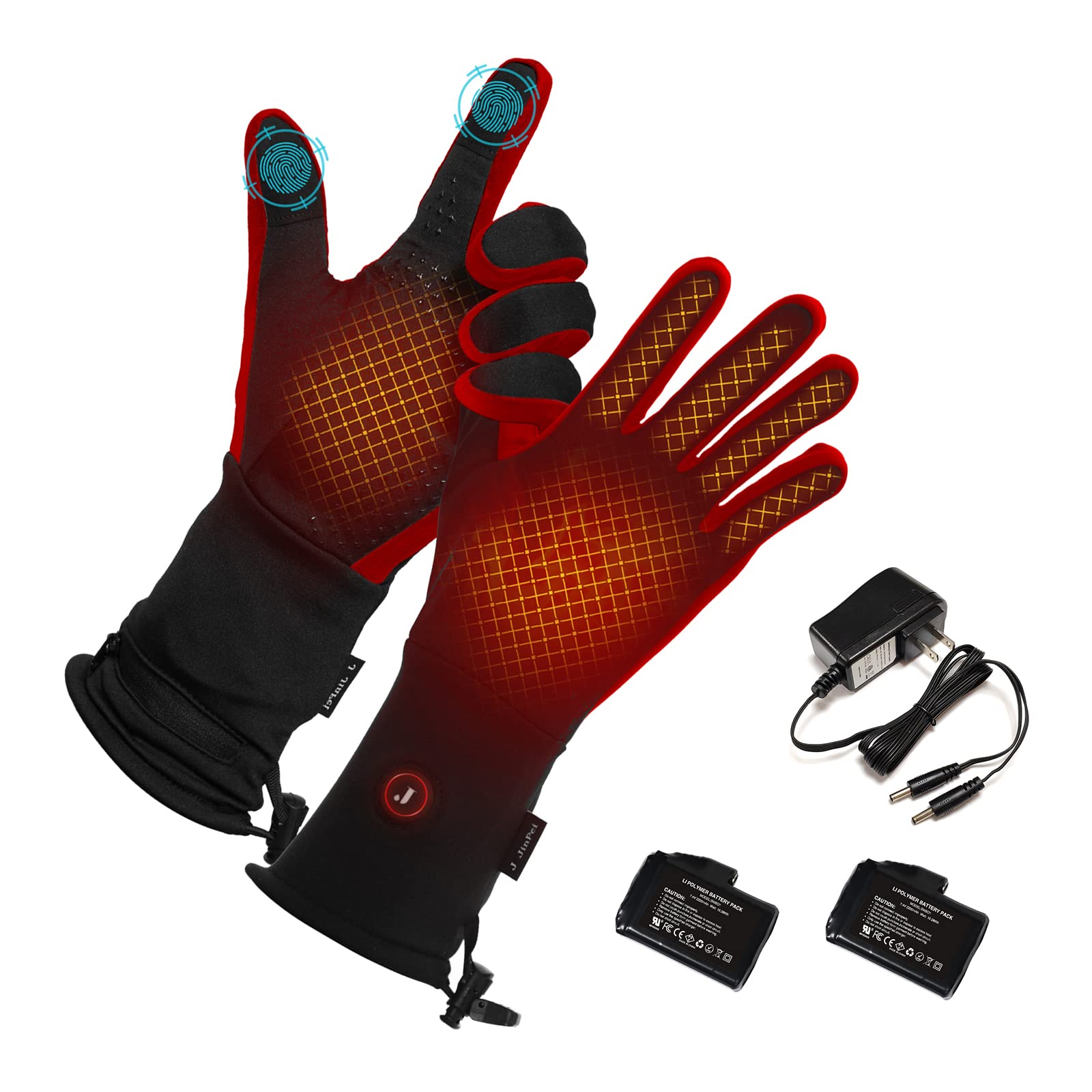 Rechargeable Electric Heated Gloves for Men & Women - Thin Winter Work Gloves for Arthritis, Raynaud's & Cold Weather - Ideal for Skiing, Snowboarding & Outdoor Activities (Red, XL)