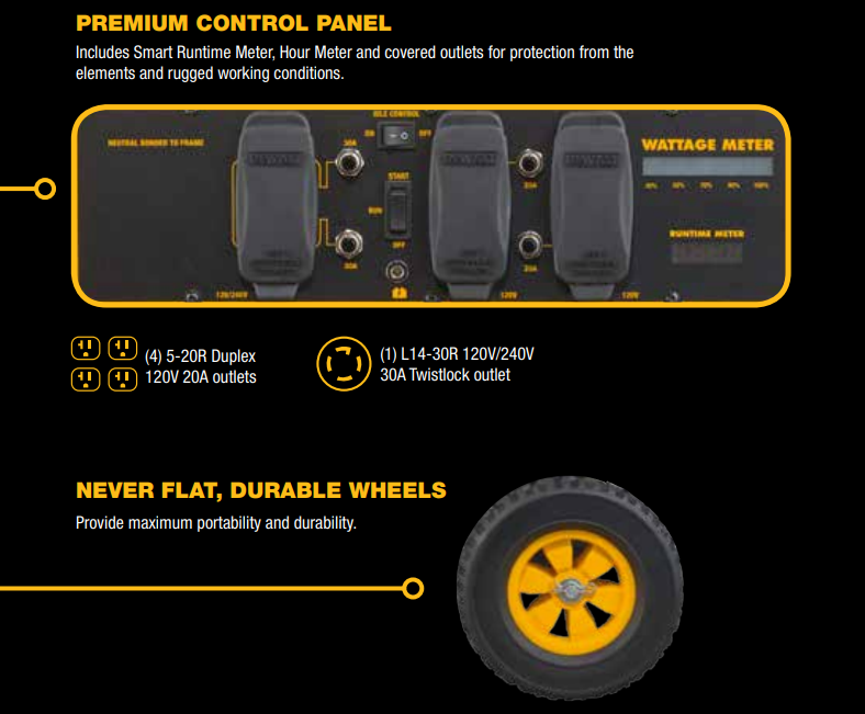 DEWALT DXGNR7000 7000W Portable Generator with Auto Idle & Electric Start - Powerful Backup Power for Home, Job Sites & Outdoor Events