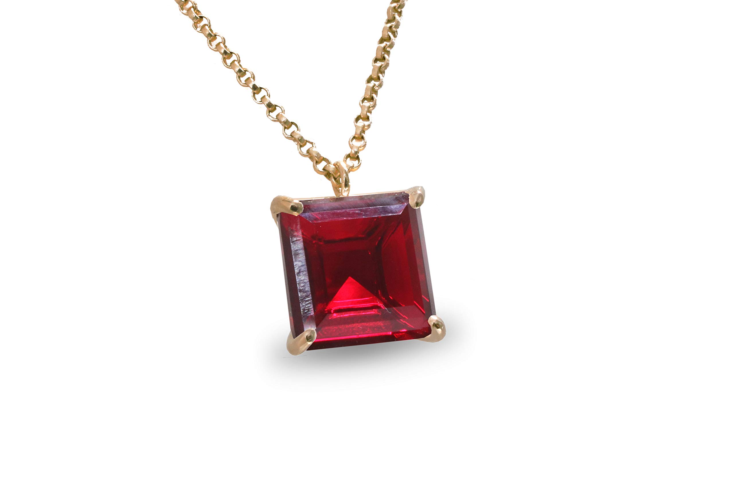 14K Yellow Gold Vibrant Garnet Necklace for Women - January Birthstone Jewelry - Handcrafted Custom Necklace Gift for Mom, Sister, Wife - Perfect for Everyday Wear, Special Occasions & Fashion Accessories