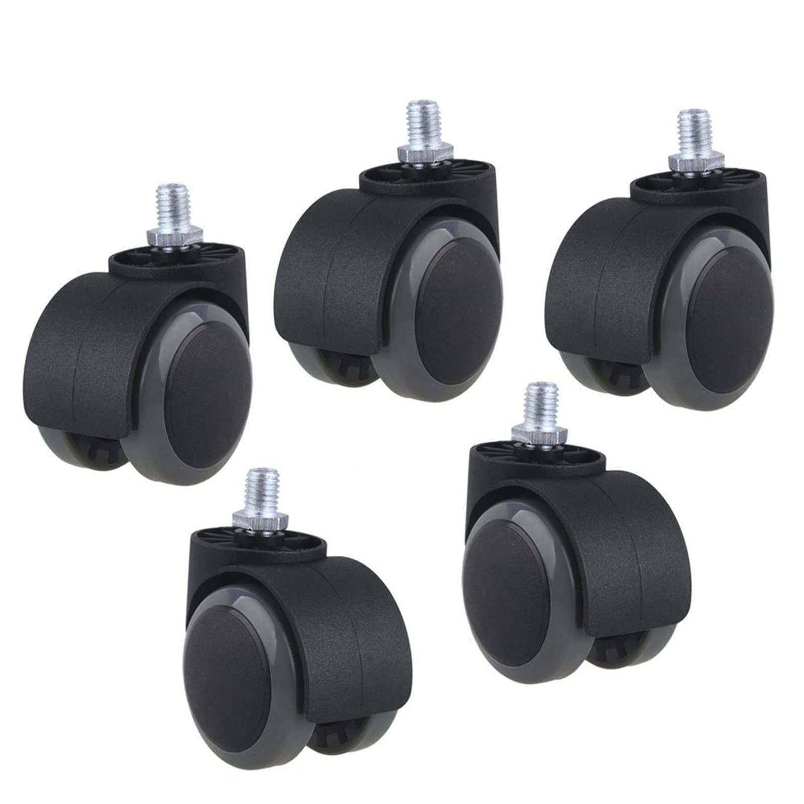 BIVOO 5-Pack Swivel Caster Wheels for Metal Office Chairs, Furniture, Sofa Beds, and Storage Shelves - PU Vertical Threaded Stem Replacement Casters for Smooth Mobility in Home & Office