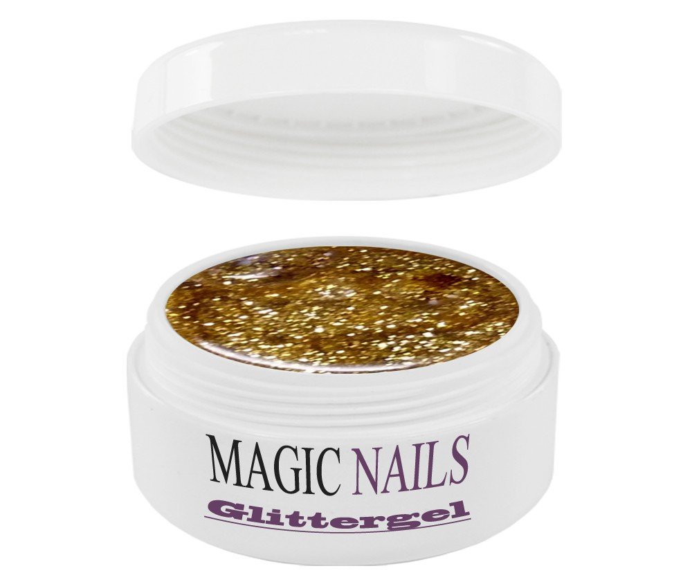 Magic Nails Glitter Gel Polish - Light Gold Shine, 30-5ml Bottle for Professional & DIY Manicures - Perfect for Parties, Weddings, and Special Occasions