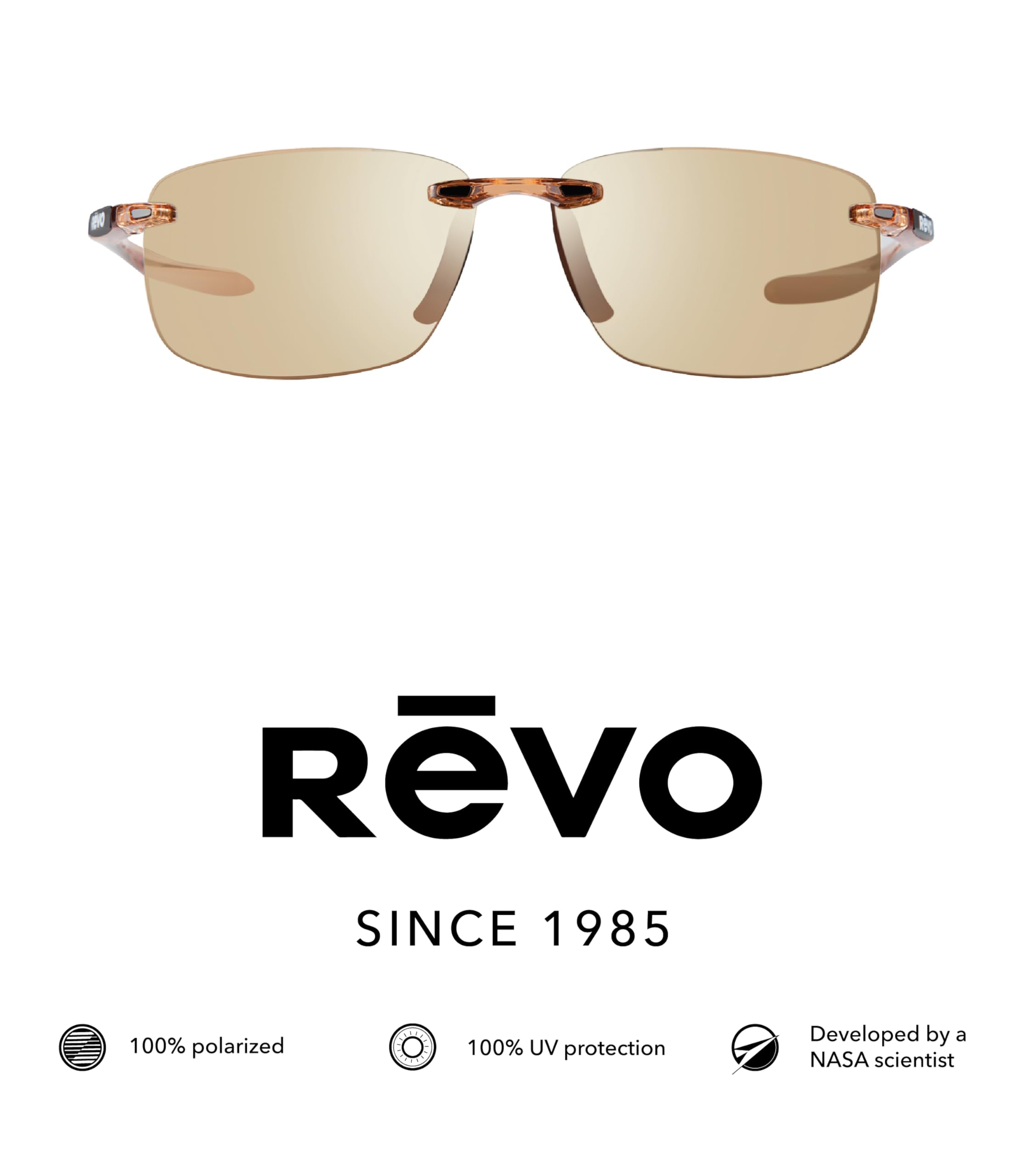 Revo Descend N Polarized Sunglasses - Rimless Rectangular Frame UV Protection for Men & Women | Perfect for Driving, Running, Outdoor Sports & Beach Activities