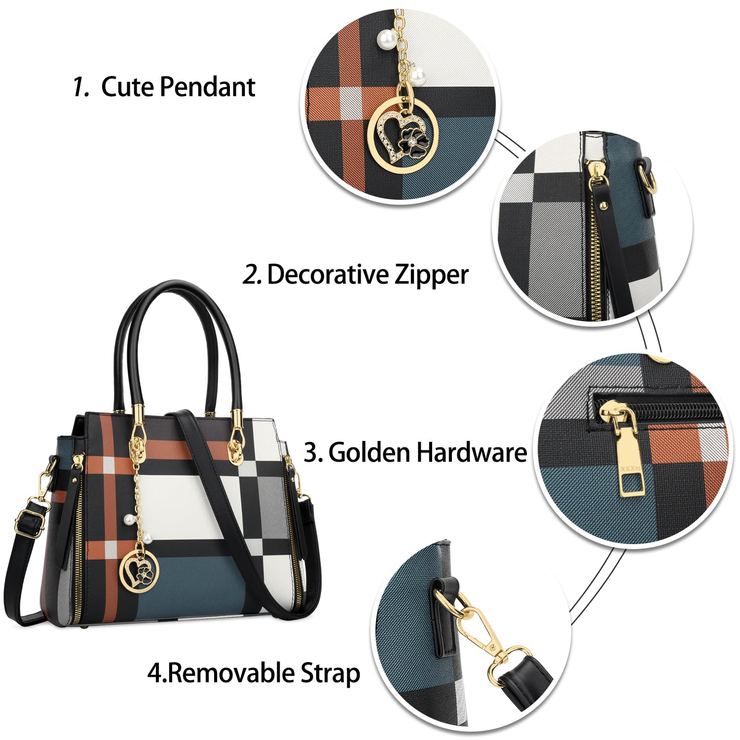 KKXIU Stylish Vegan Leather Women's Satchel Purse - Top Handle Shoulder Crossbody Bag for Work, Travel & Everyday Use | Fashionable Handbag for Women