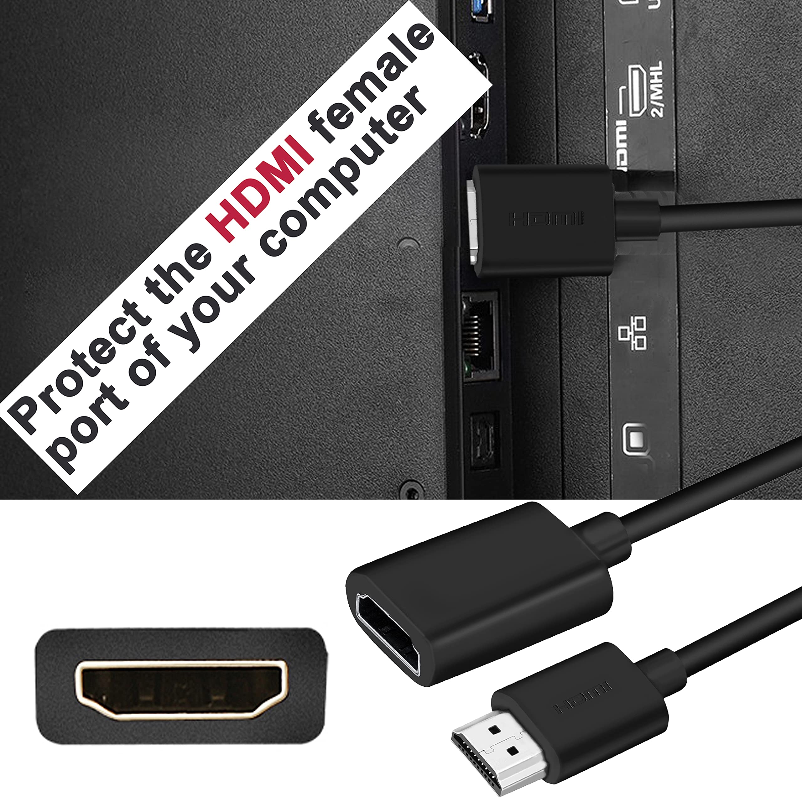 Storite 30cm 19-Pin High-Speed HDMI Male to Female Extension Cable - 4K HDMI Extender for Laptop, Computer, TV, Gaming & Home Theater Setup