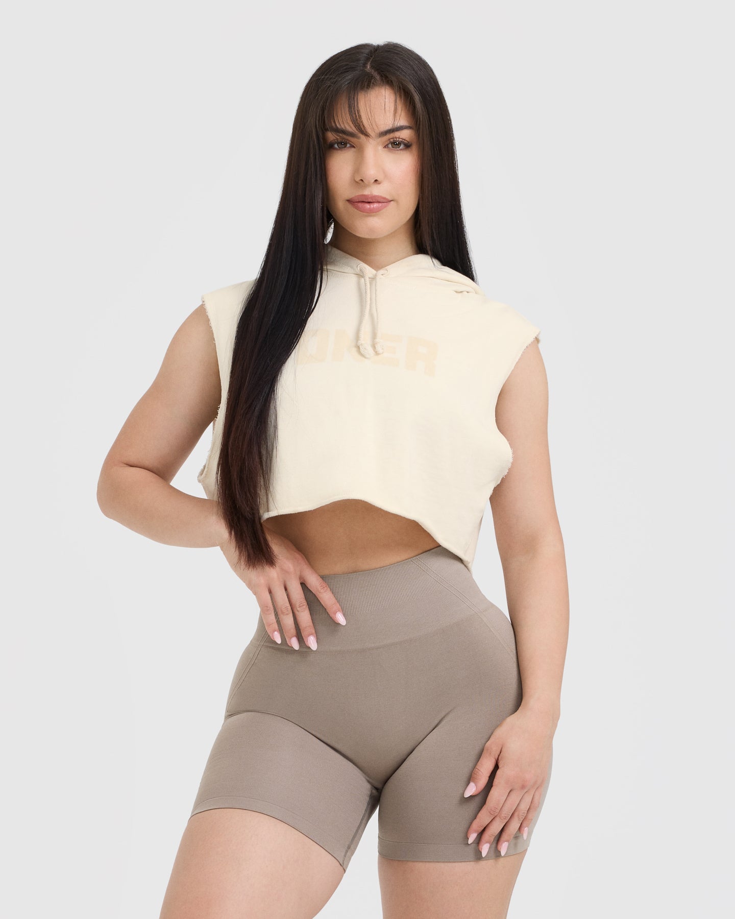 Raw Lounge Sleeveless Crop Hoodie for Women - Soft Oversized Pullover Sweatshirt | Off White | Perfect for Yoga, Gym & Casual Streetwear