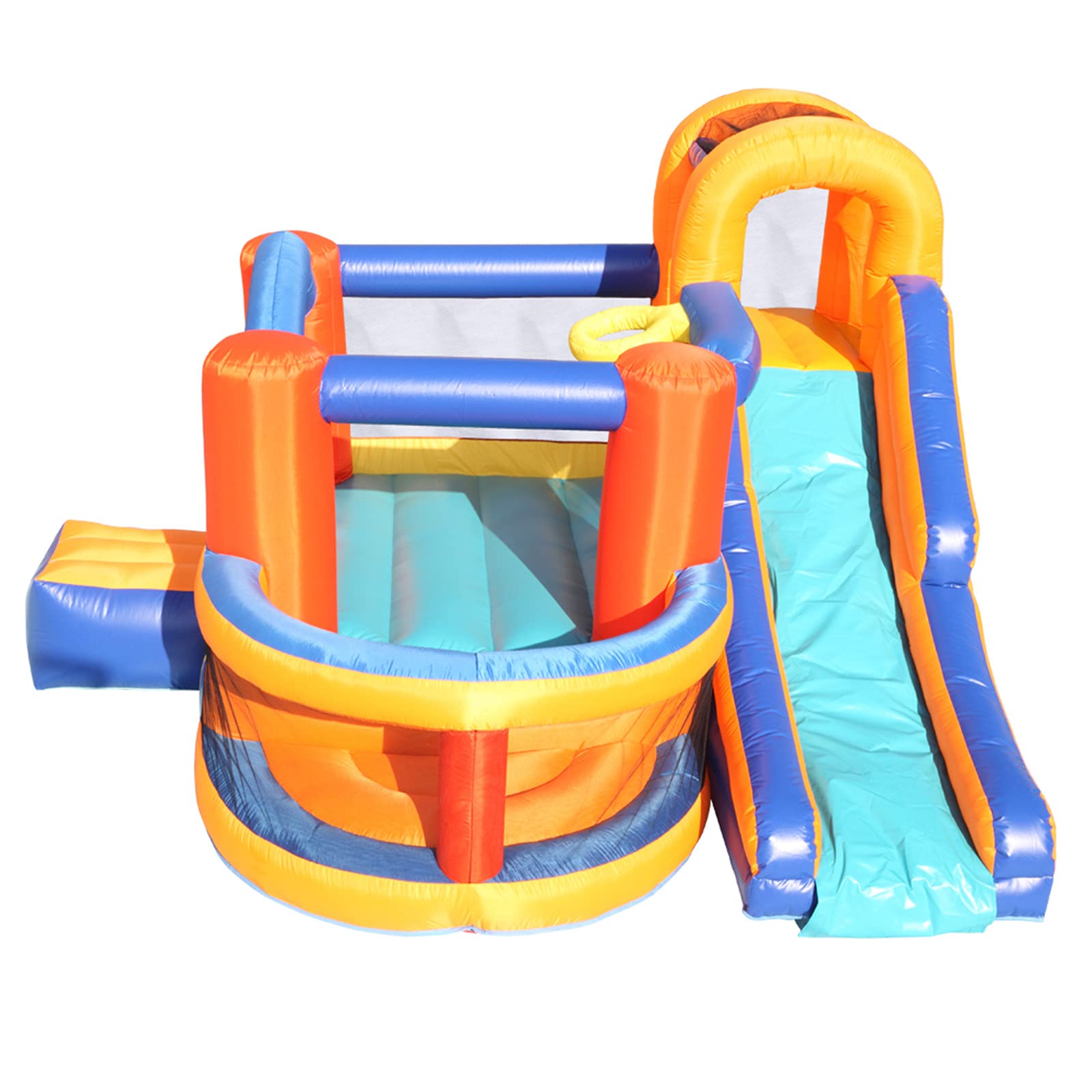 TRLEC GT4-LY Inflatable Bounce House with Slide, Basketball Hoop & Climbing Wall - Large Jumping Area for Kids | Durable Outdoor Water Slide Bouncer Castle for Backyard Parties, Birthday Events & Summer Fun