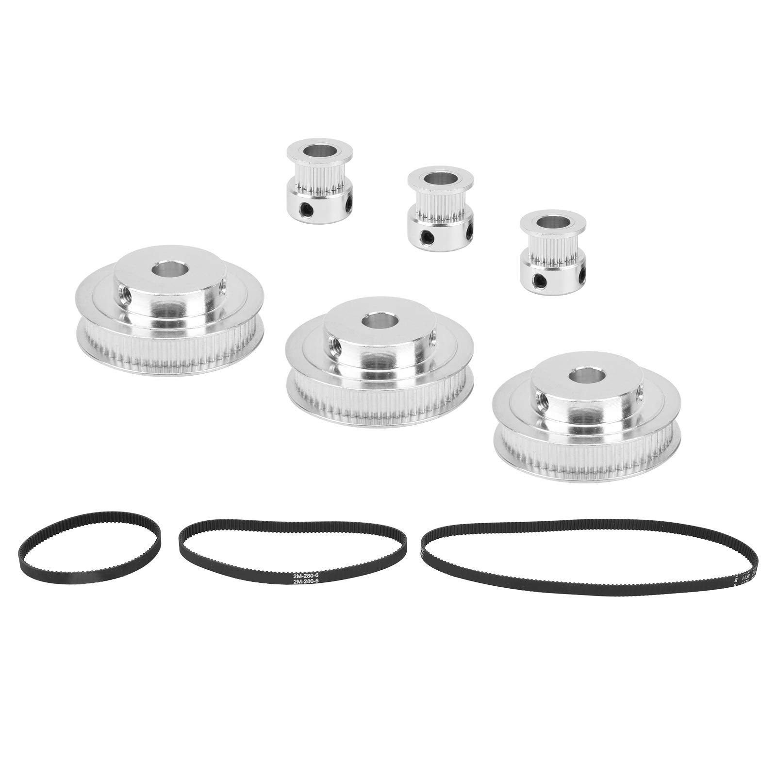 Jeanoko 3 Sets Timing Belt Pulley Kit - Aluminum Alloy 20T & 60T Synchronous Pulley Wheels for 3D Printers, CNC Milling & Drilling Machines | High Precision Replacement Parts for DIY Projects & Industrial Applications