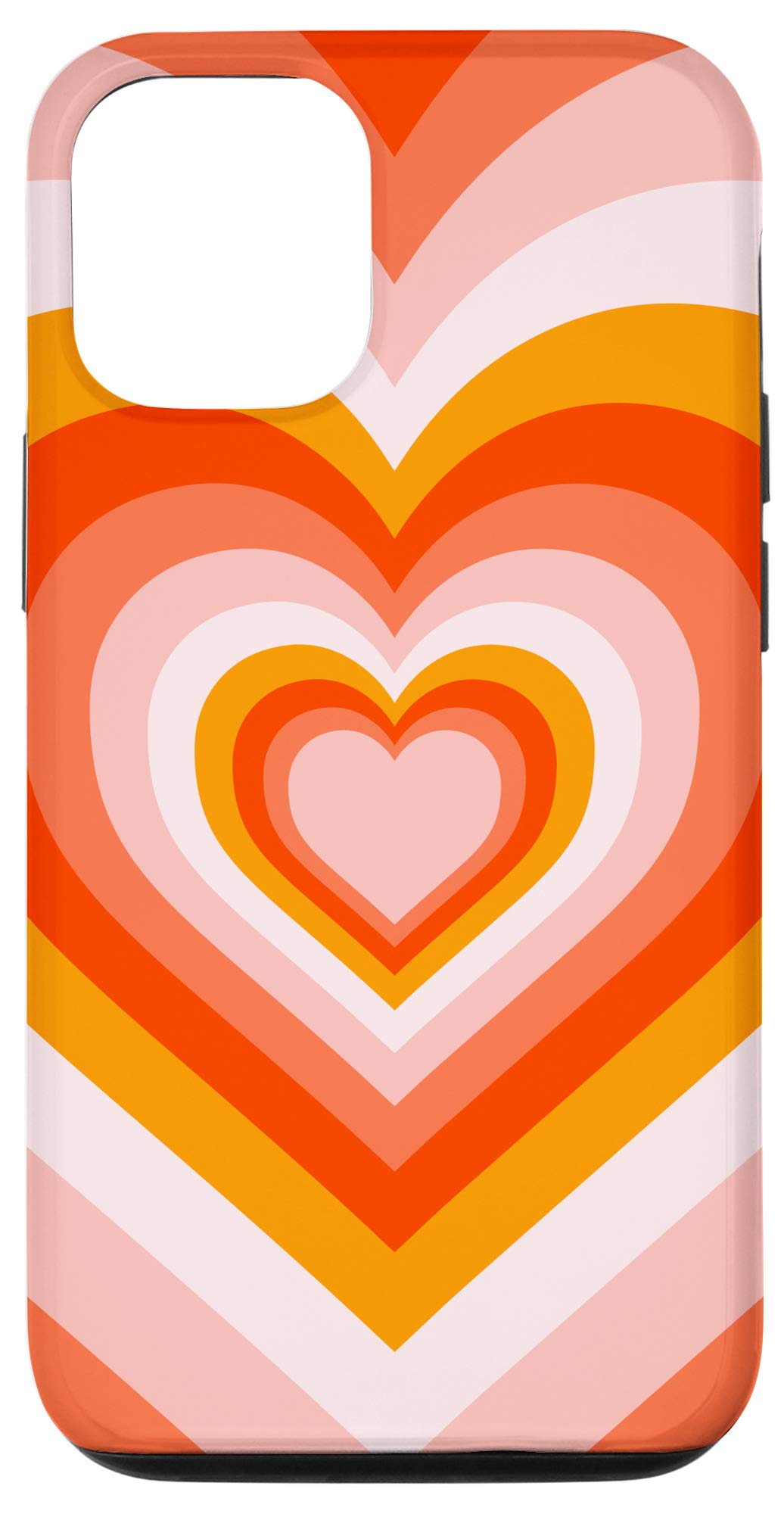 Vintage Love Heart Groovy Retro Coffee Latte Pattern Phone Case for iPhone 12/12 Pro - Stylish Protection for Everyday Use, Coffee Shop Visits & Retro Lovers