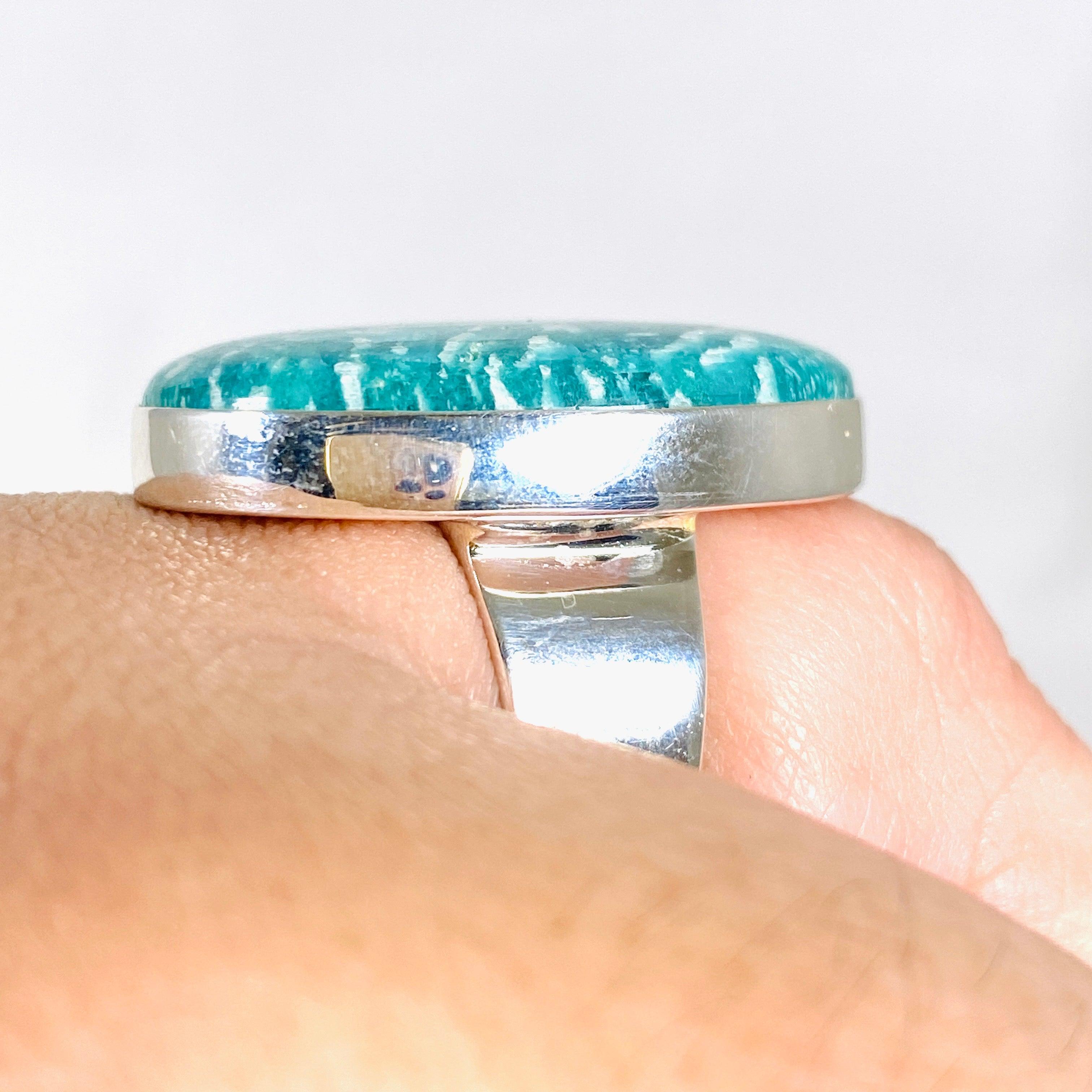 Amazonite Oval Ring Size 11 - KRGJ2890 - Elegant Gemstone Jewelry for Women, Perfect for Weddings, Parties & Everyday Wear