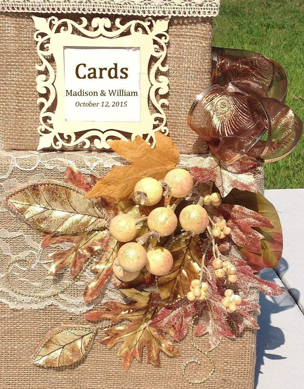 Rustic Handmade Burlap Wedding Card Box - Elegant Fall Wedding Gift Holder for Bridal Shower, Reception & Anniversary - Perfect for Autumn Barn Weddings & Rustic Themed Events