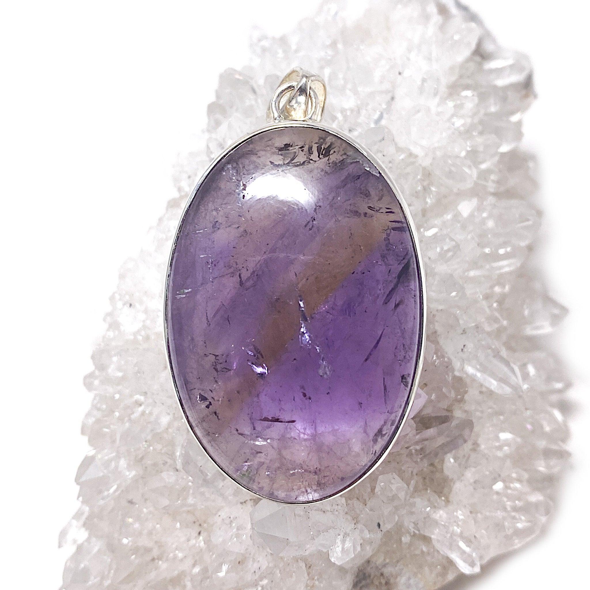 Natural Ametrine Oval Cabochon Pendant Necklace - KPGJ2083 | Healing Crystal Jewelry for Meditation, Energy Balancing & Spiritual Growth