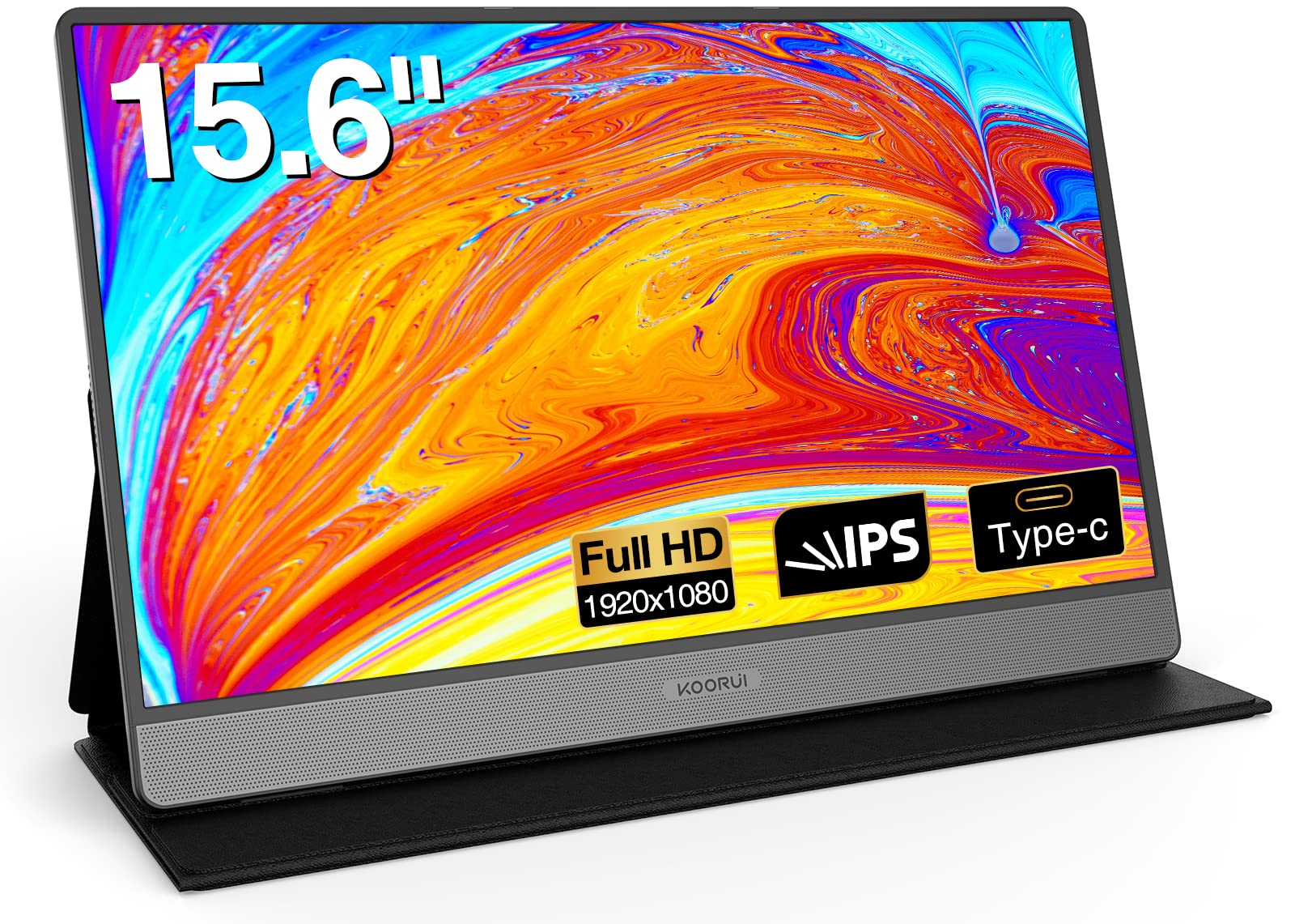 KOORUI 15.6 Inch FHD 1080P Portable Gaming Monitor with USB-C & HDMI | IPS Screen, Protective Cover & Dual Speakers | External Display for Laptop, PC, Mac, Phone, Xbox, PS4/5, Nintendo Switch | Perfect for Work, Travel & Gaming (Model 15B1)