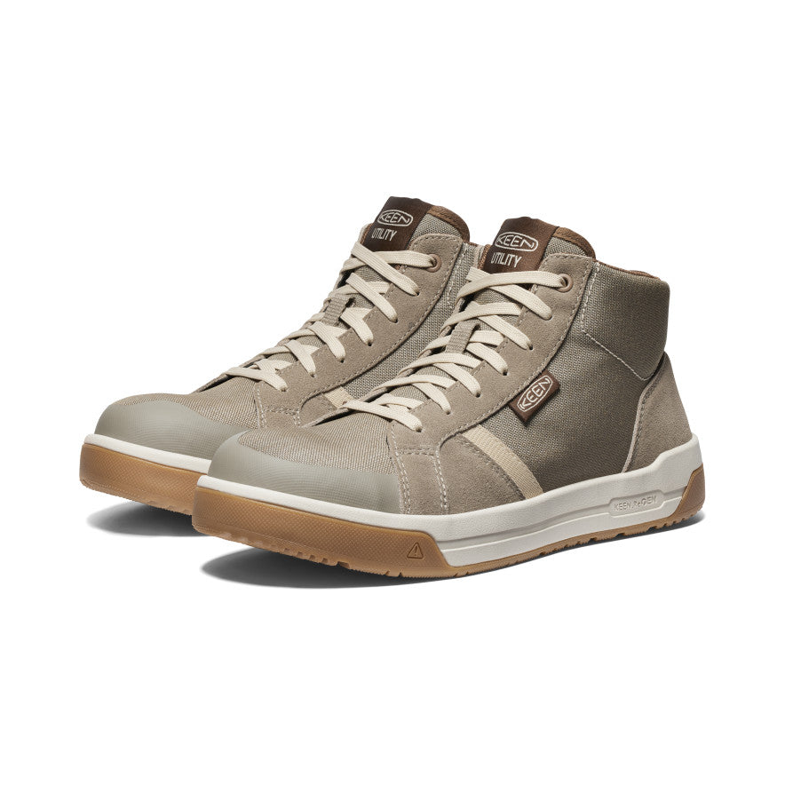 Kenton Mid Work Boots for Men - Carbon Toe Safety Shoes in Brindle/Gum | Durable Construction for Construction, Warehouse & Outdoor Work