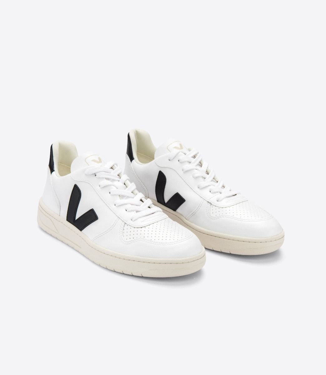 Veja V10 Sneakers for Men & Women - White & Black Vegan Leather Sustainable Running Shoes - Perfect for Gym, Workouts & Casual Wear