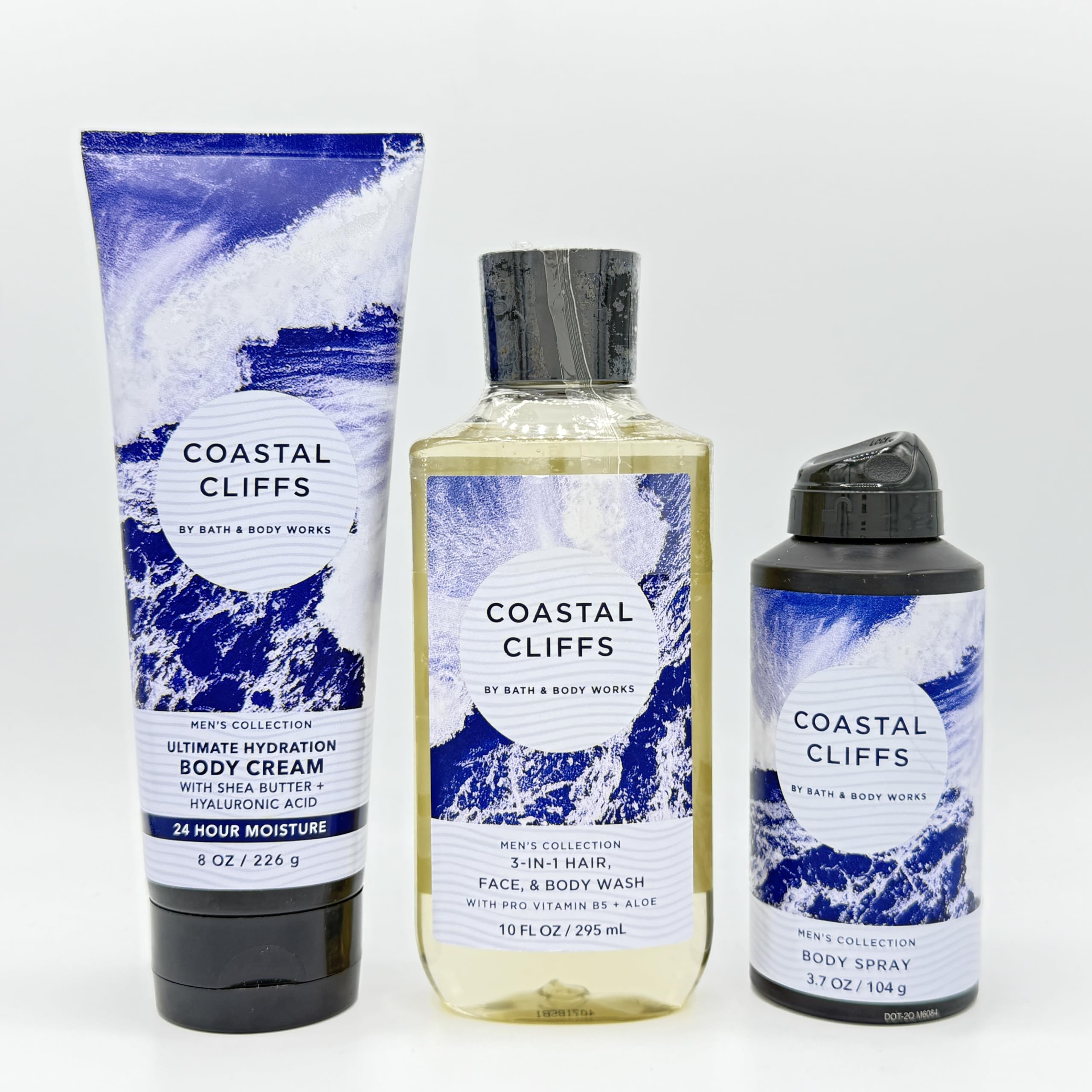 Coastal Cliffs Men's 3-Piece Bath & Body Gift Set - Hydrating Body Lotion, Shower Gel & Body Spray for Men | Perfect for Daily Skincare Routine, Travel & Gifts