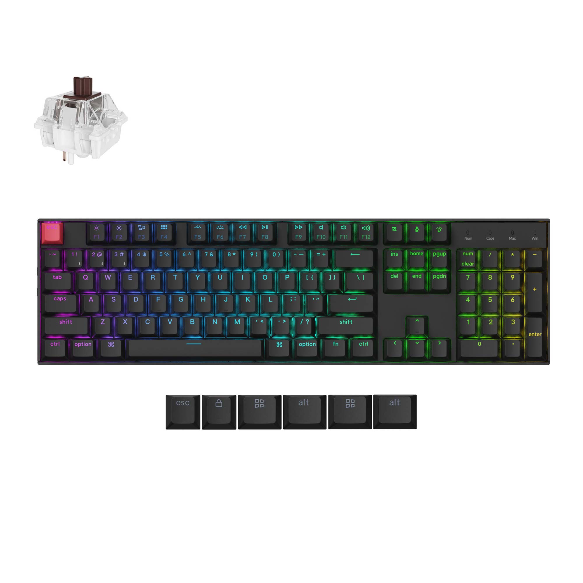 Keychron K10 QMK Wireless Mechanical Keyboard (Version 2) - Full Size RGB Backlit, Hot-Swappable, Bluetooth/USB for Mac & Windows - Perfect for Gaming, Typing & Office Work
