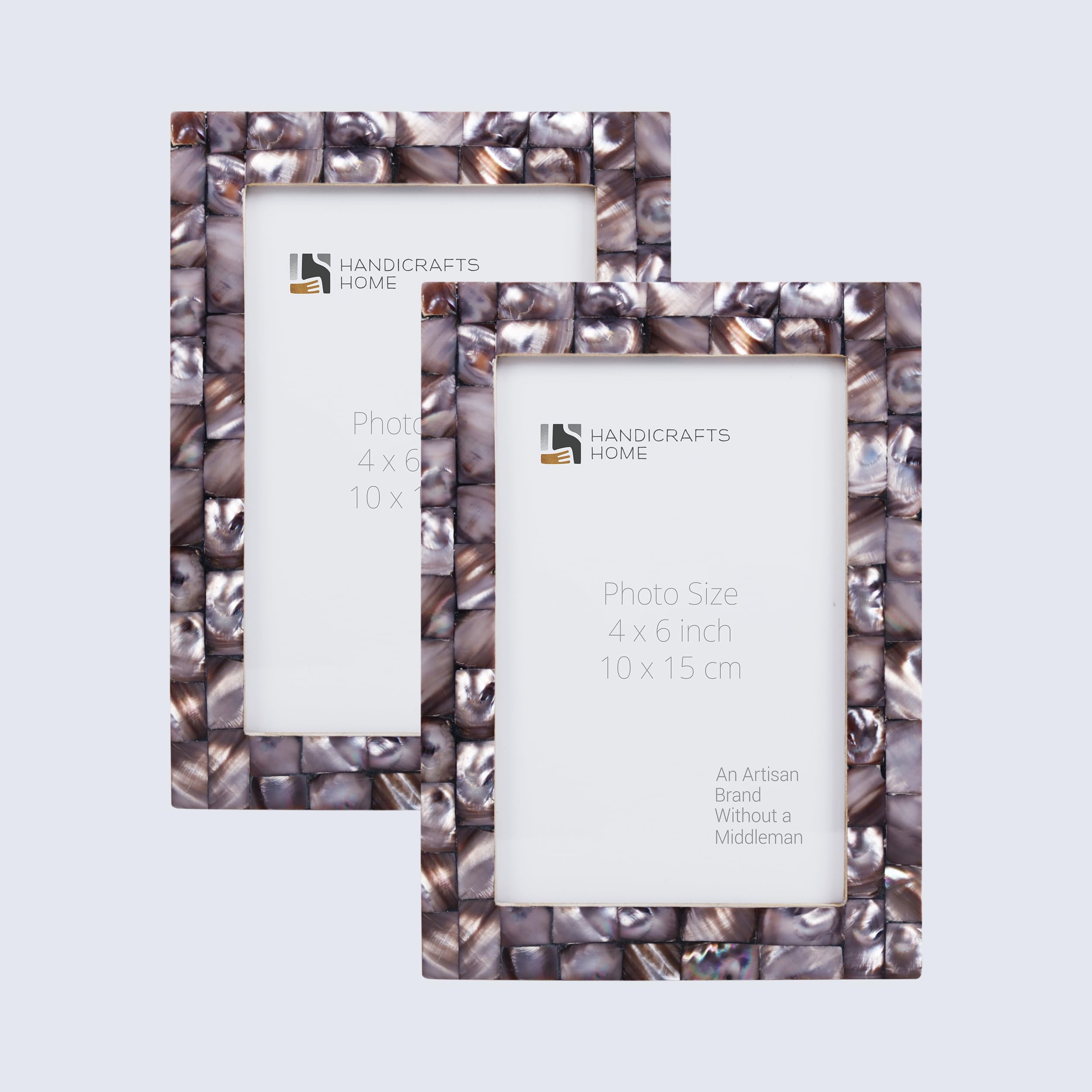 Handmade 4x6 Picture Frames (2-Pack) - Mother of Pearl Collection for Wall & Table Display | Home Decor Gift