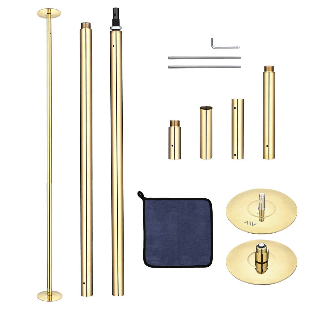 9ft Brass Dancing Pole - Spinning & Static Pole for Home & Studio - Gold Finish for Professional & Beginner Pole Dancers | Perfect for Fitness, Dance Practice & Performance