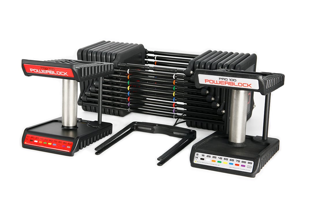 PowerBlock Commercial Pro 100 Adjustable Dumbbell Set with Stand - 5 to 100 lbs Weight Range for Home Gym & Strength Training | Perfect for Weightlifting, CrossFit & Fitness Enthusiasts