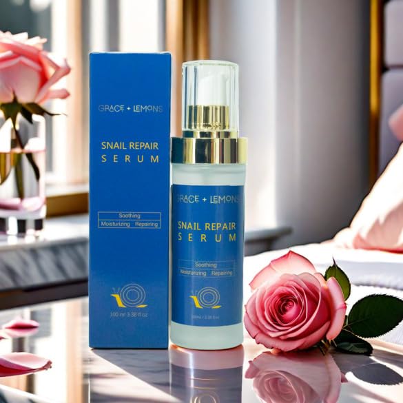 96% Snail Mucin Repair Serum - Anti-Aging Face Serum with Collagen, Vitamin C & E, Centella Asiatica & Snow Mushroom Extract - Korean Beauty Skincare for Soothing Irritation, Reducing Dullness & Dryness - Perfect for Night Routine & Sensitive Skin Care