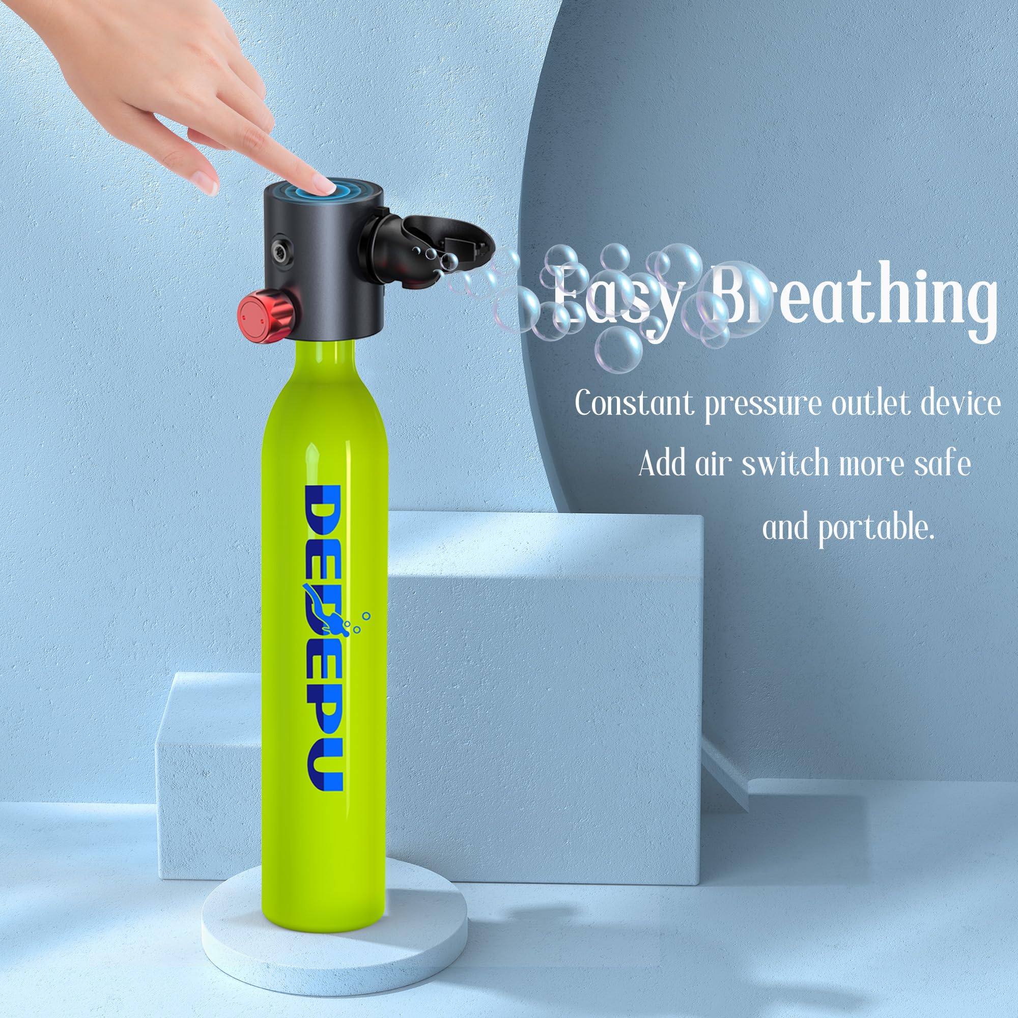 DEDEPU 0.5L Mini Scuba Tank - Portable Diving Oxygen Cylinder with 5-10 Min Underwater Time - Compact Scuba Gear for Snorkeling, Spearfishing & Pool Training - Ideal for Beginners & Professional Divers