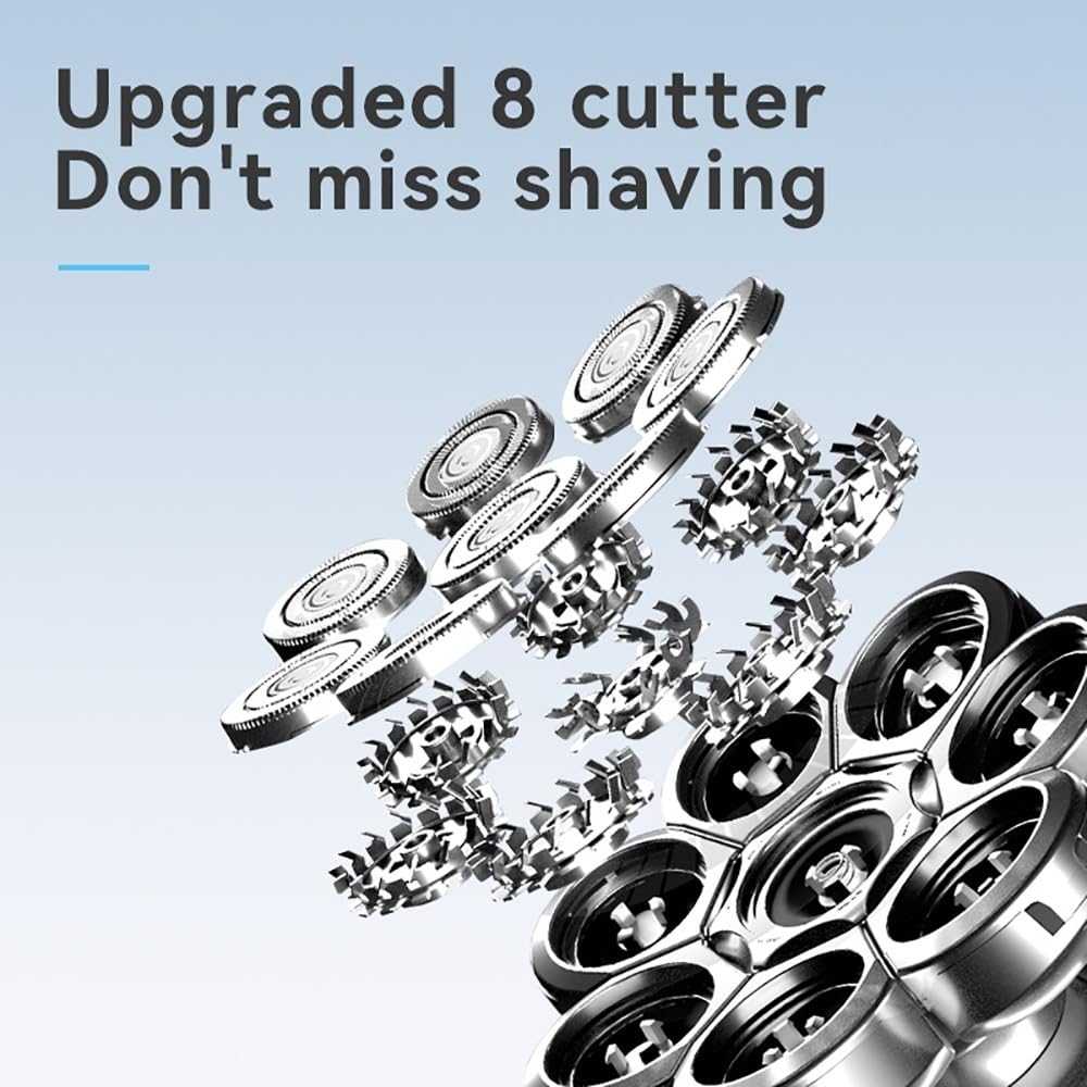 Professional 8-Blade Electric Head Shaver for Men - Waterproof Rechargeable Bald Head Shaving Machine & Beard Trimmer - Perfect for Travel, Gym, and Daily Grooming Routine